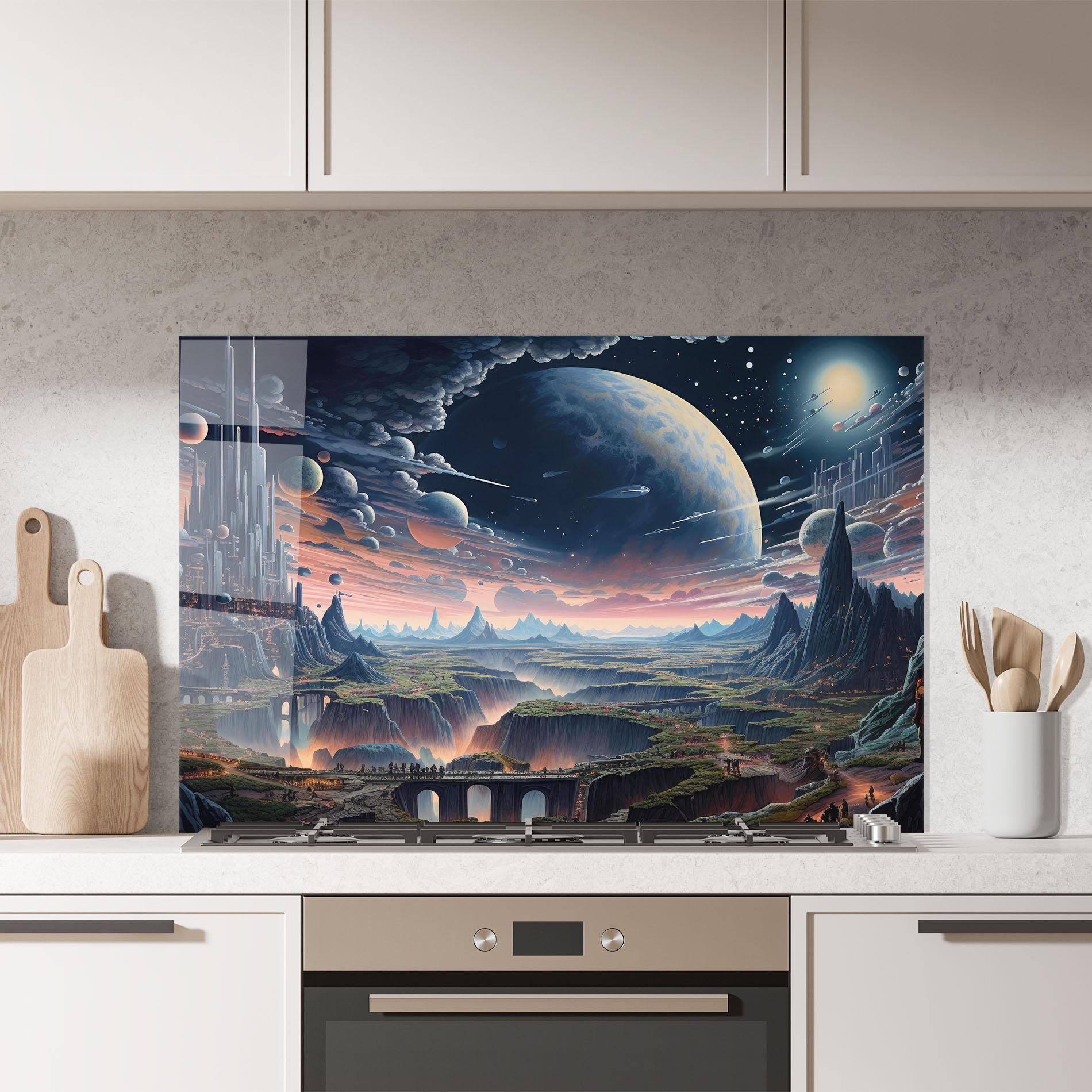 Küchenrückwand Glas Celestial Chronicler mockup 7