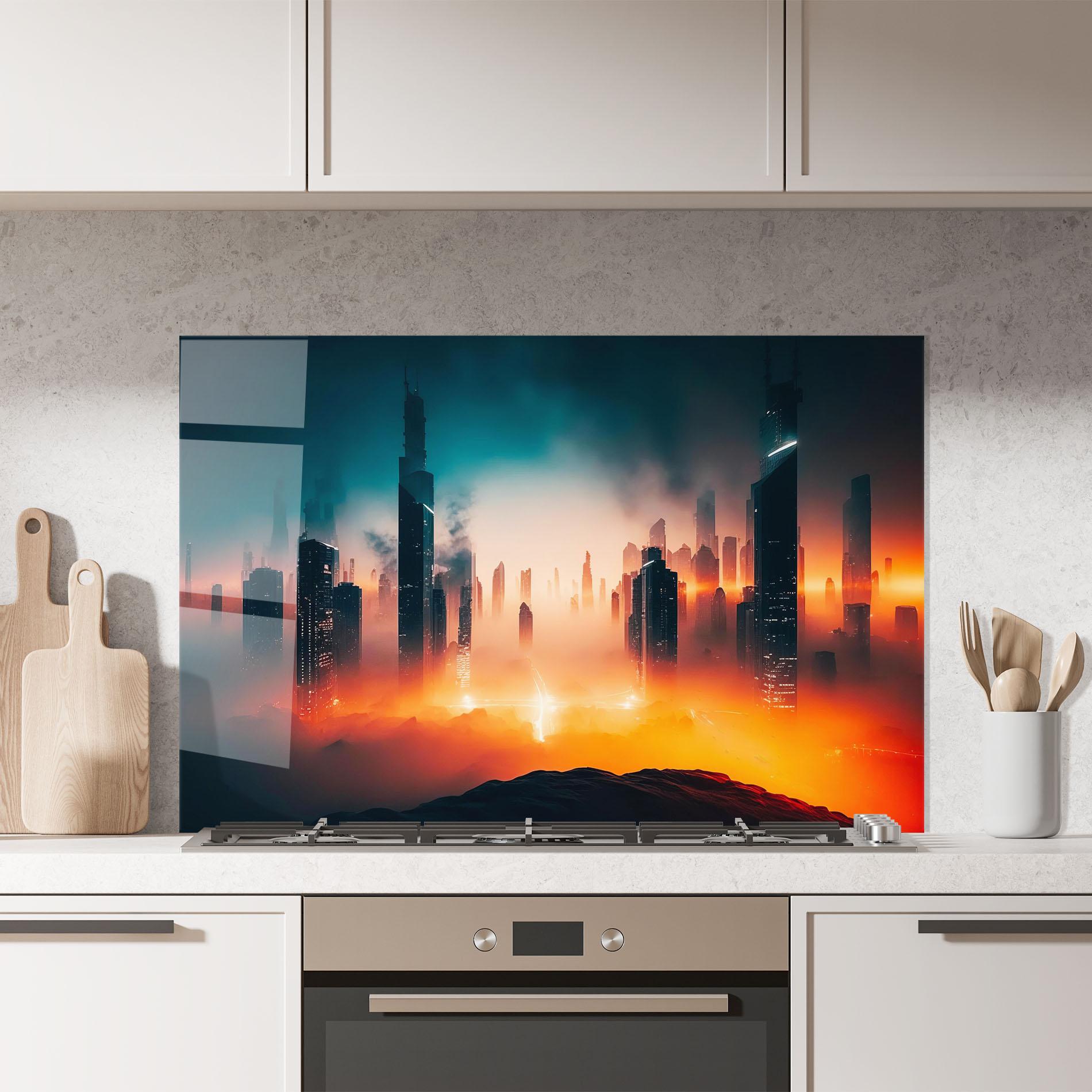 Küchenrückwand Glas City S Skyline mockup 7