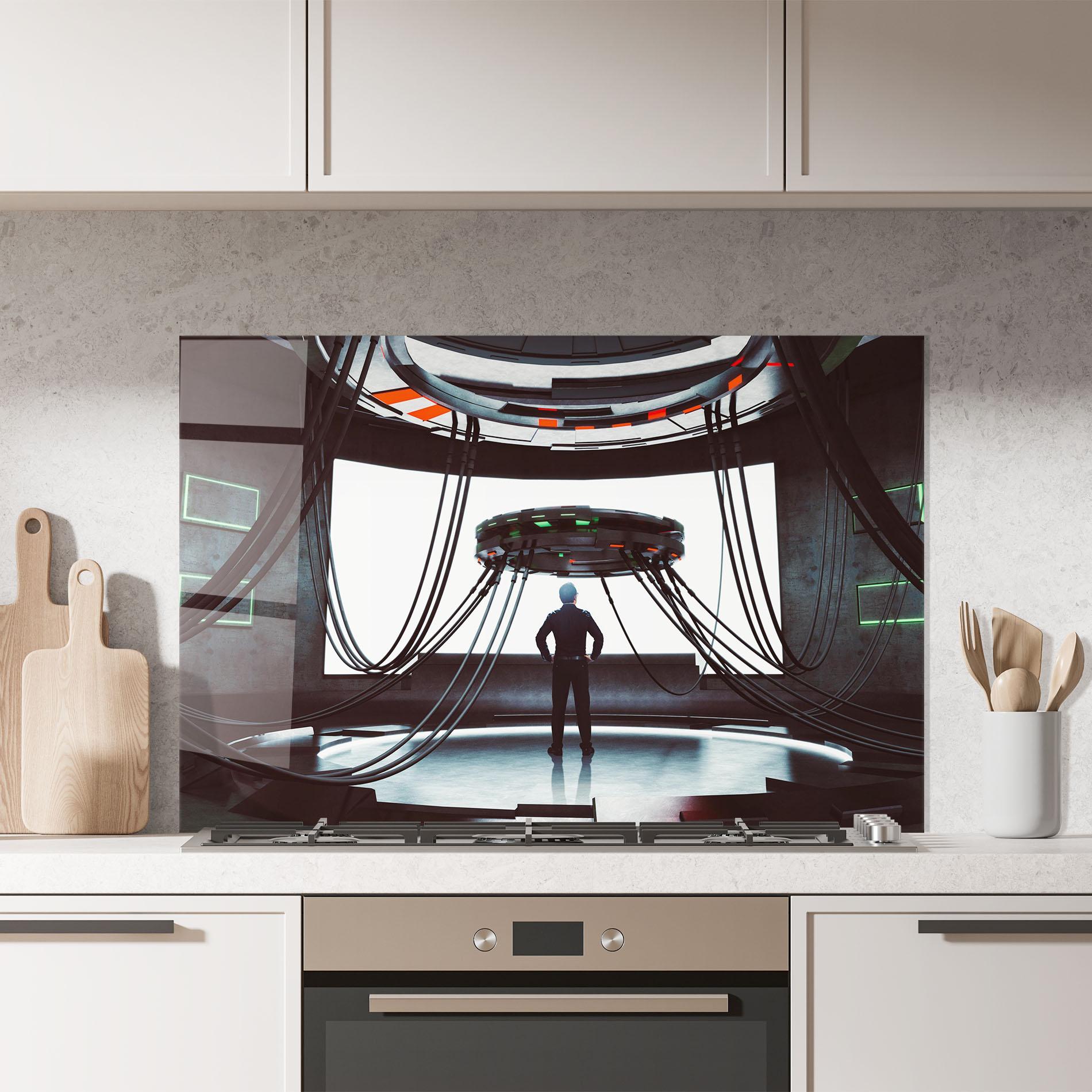 Küchenrückwand Glas Cyber Chronicle mockup 7