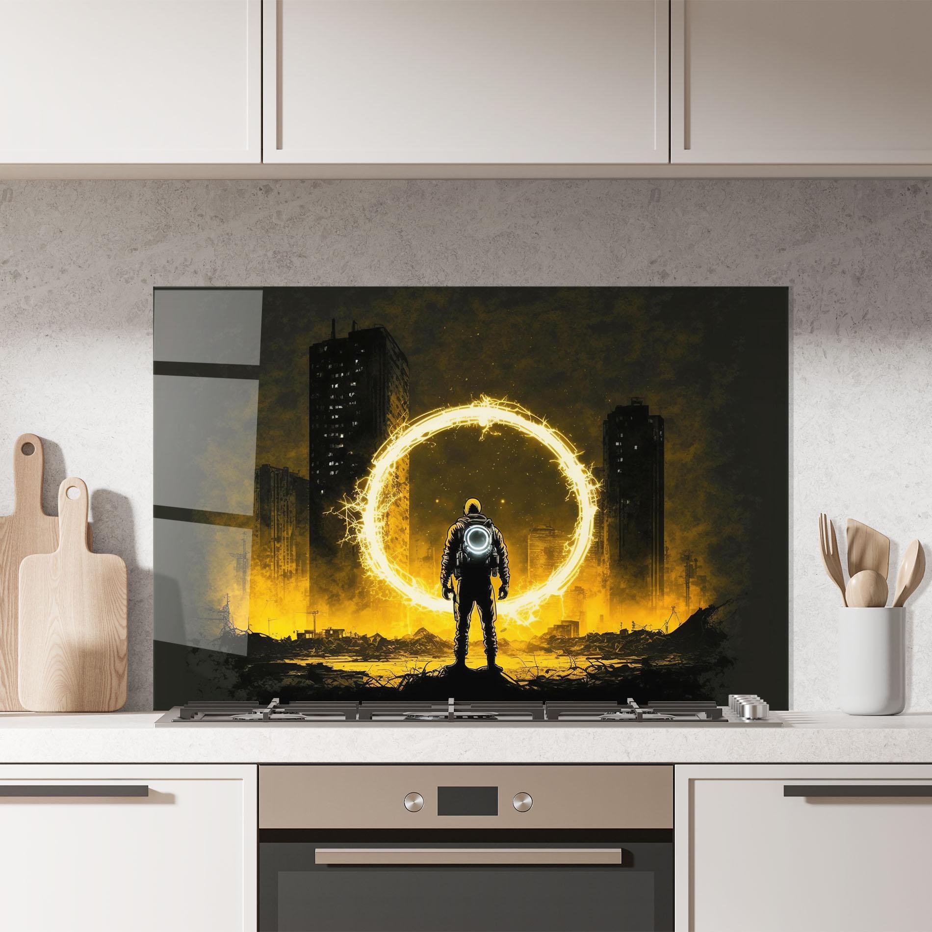 Küchenrückwand Glas Fire Portal mockup 7