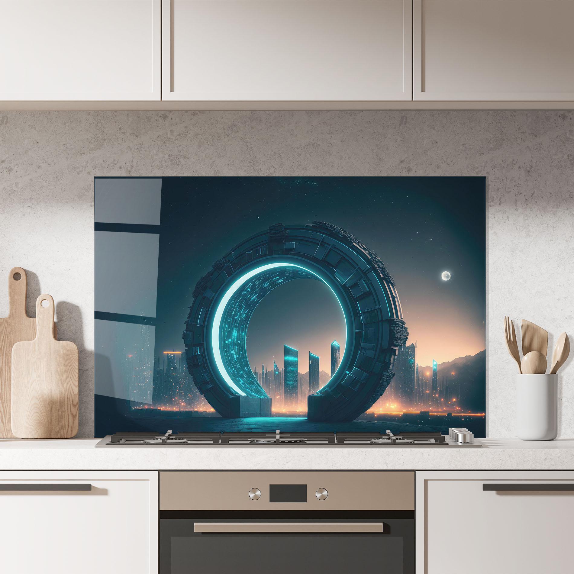 Küchenrückwand Glas Future Portal mockup 7