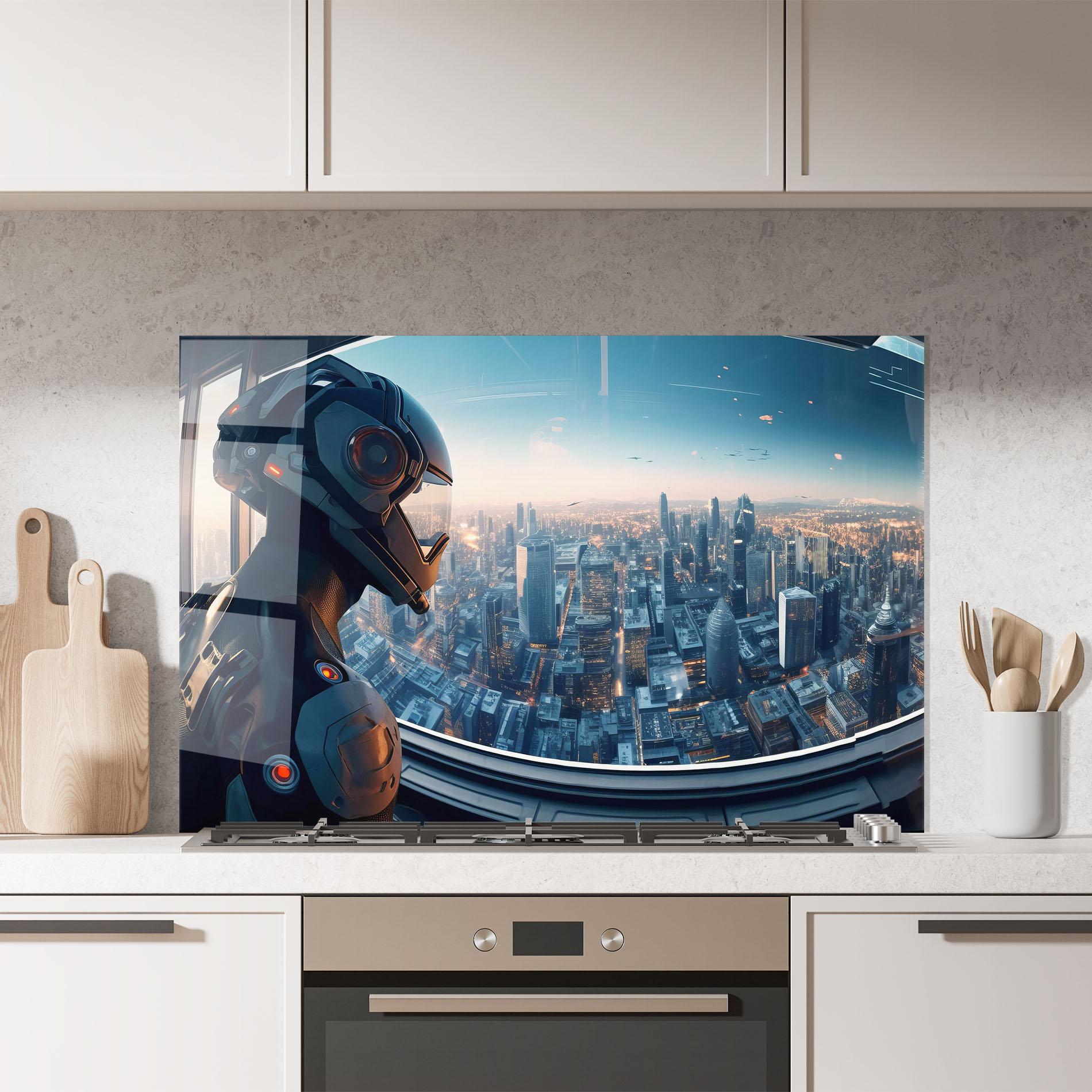 Küchenrückwand Glas Futuristic Robot mockup 7