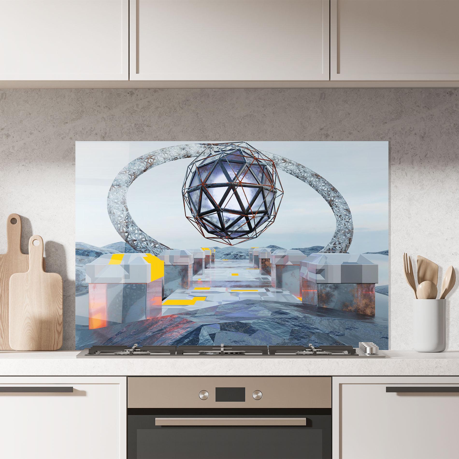 Küchenrückwand Glas Galactic Globe mockup 7