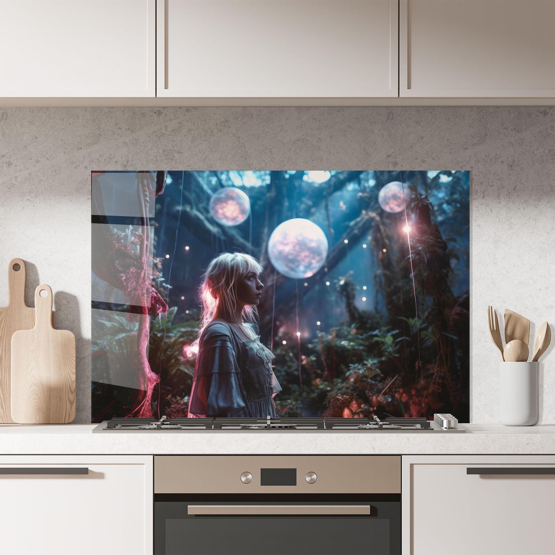 Küchenrückwand Glas Glowing Balls Floating mockup 7