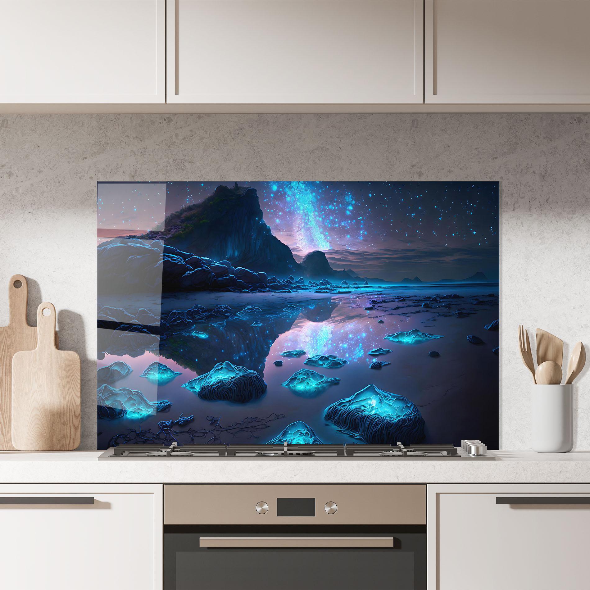 Küchenrückwand Glas Glowing Fantasy World mockup 7