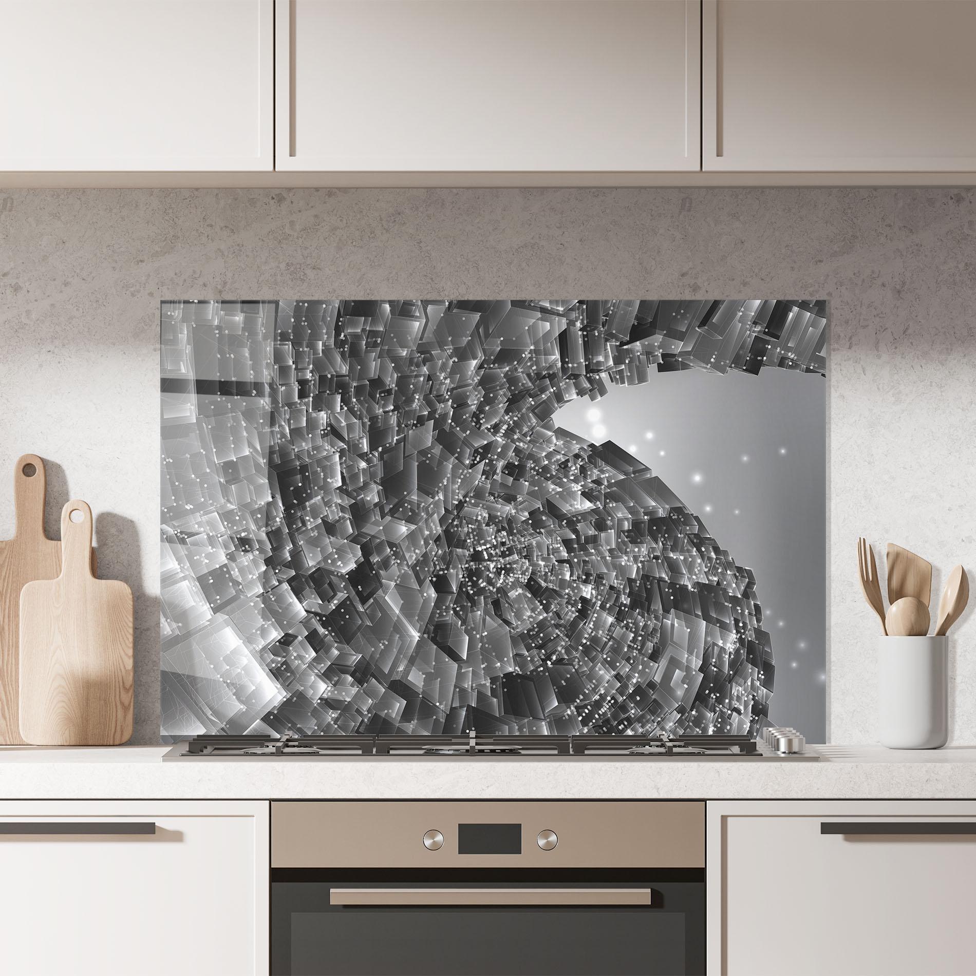 Küchenrückwand Glas Grey Shape View mockup 7