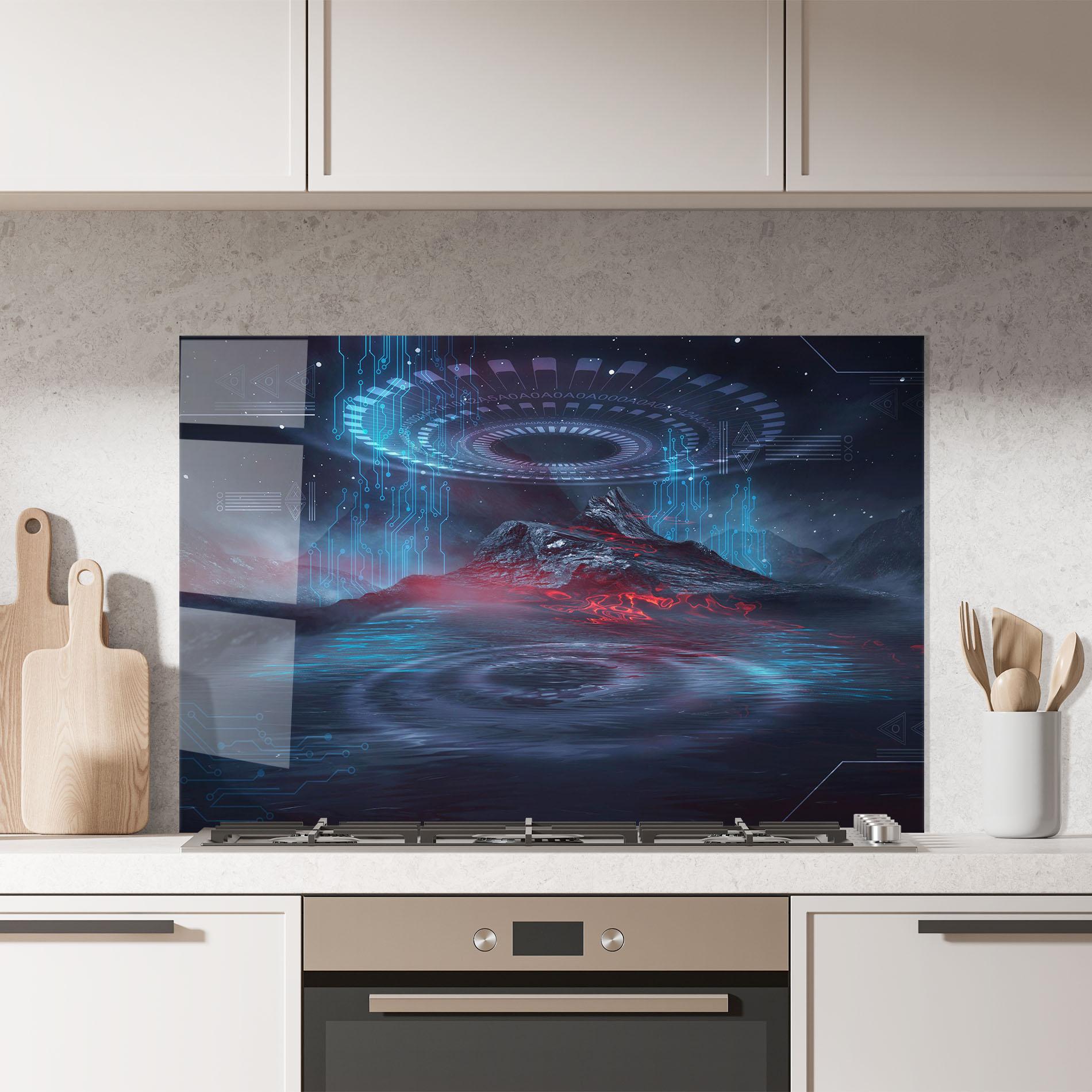 Küchenrückwand Glas Neon Space Galaxy mockup 7