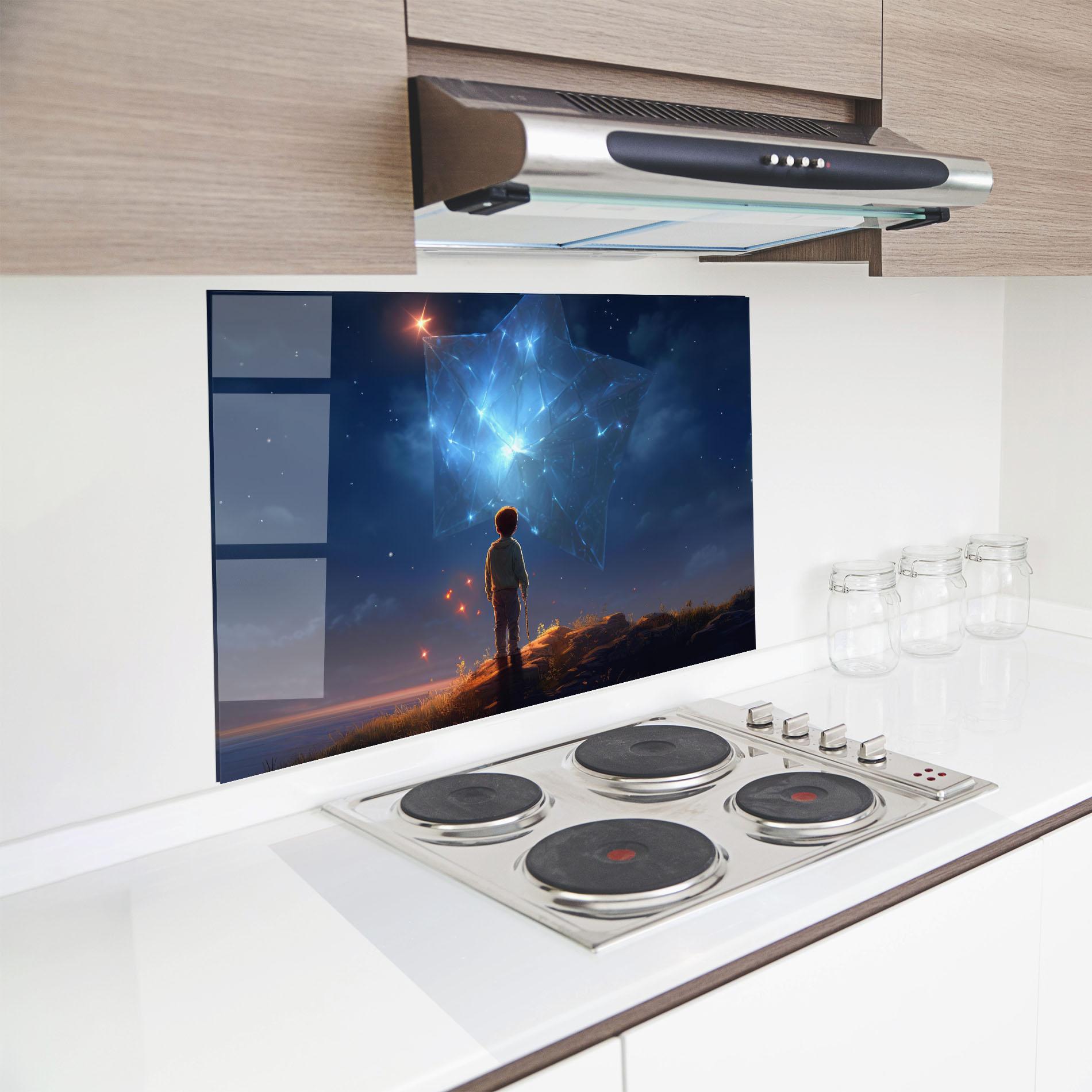 Küchenrückwand Glas Blue Star Floating mockup 8