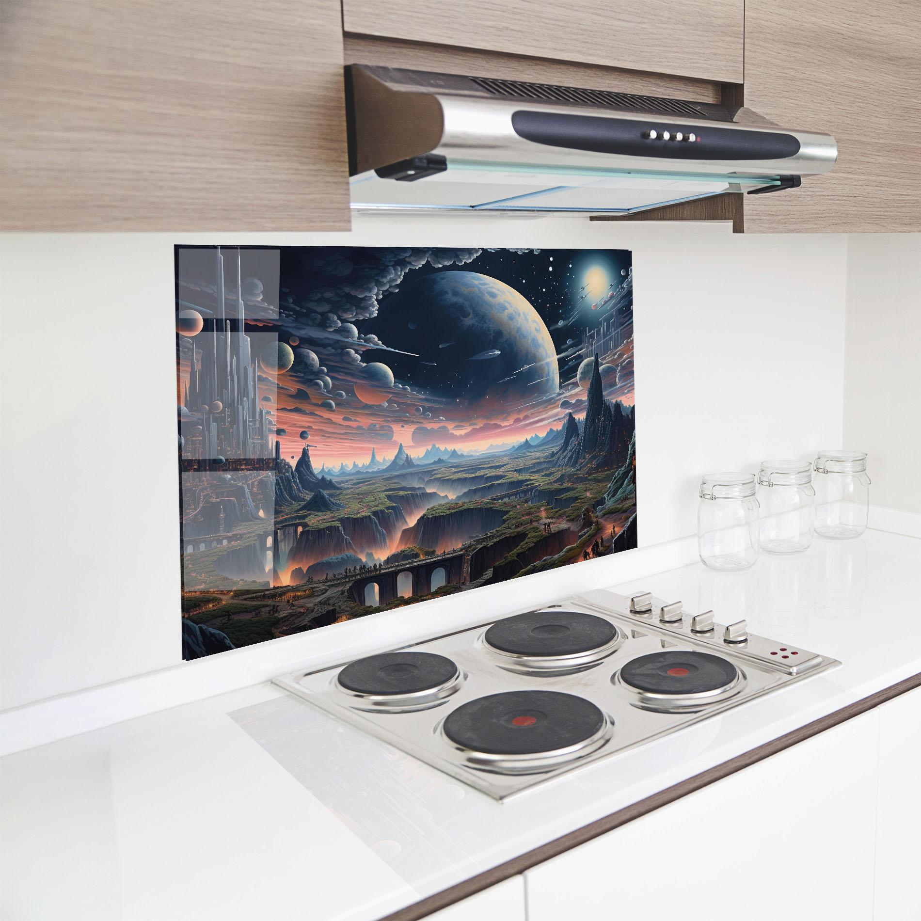 Küchenrückwand Glas Celestial Chronicler mockup 8