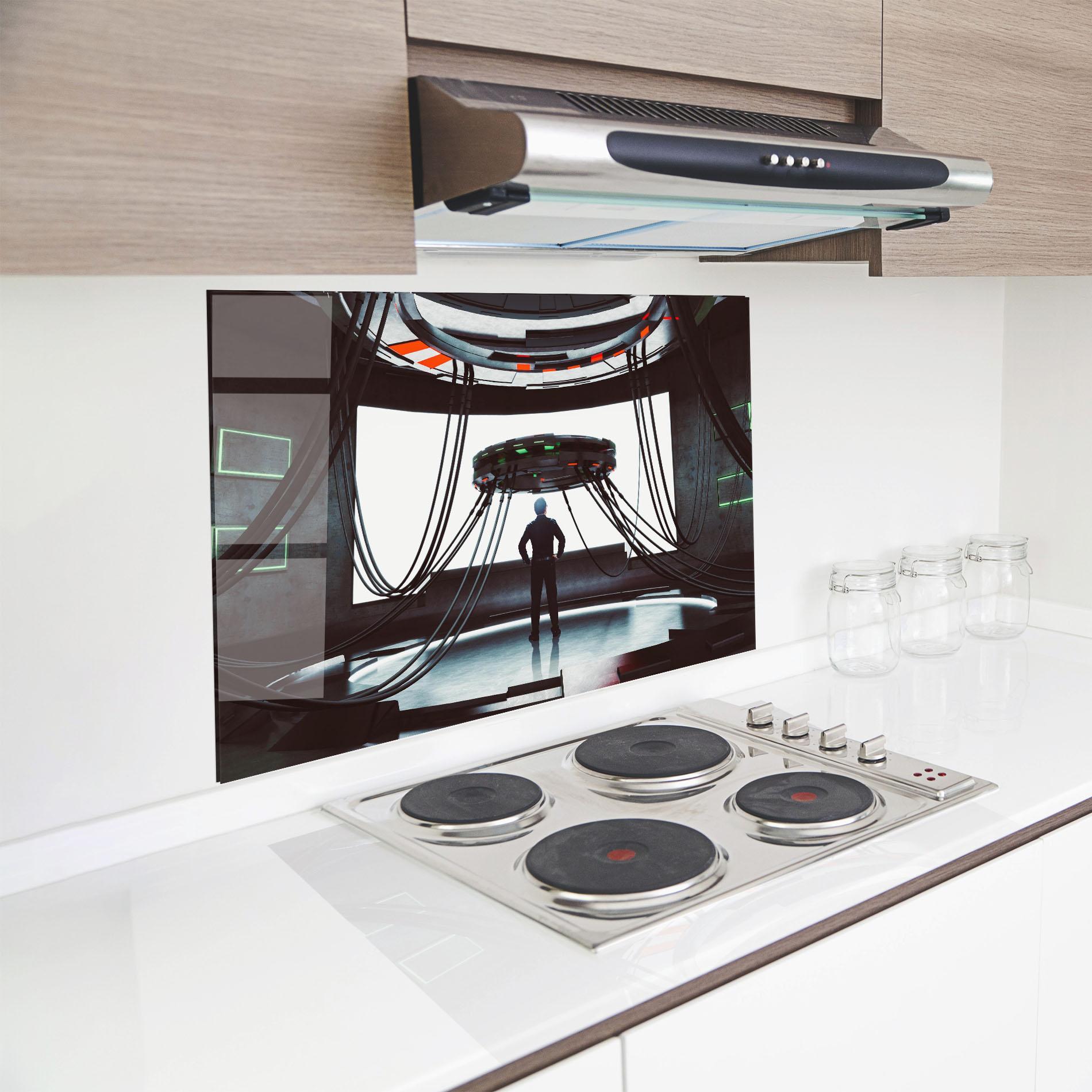 Küchenrückwand Glas Cyber Chronicle mockup 8