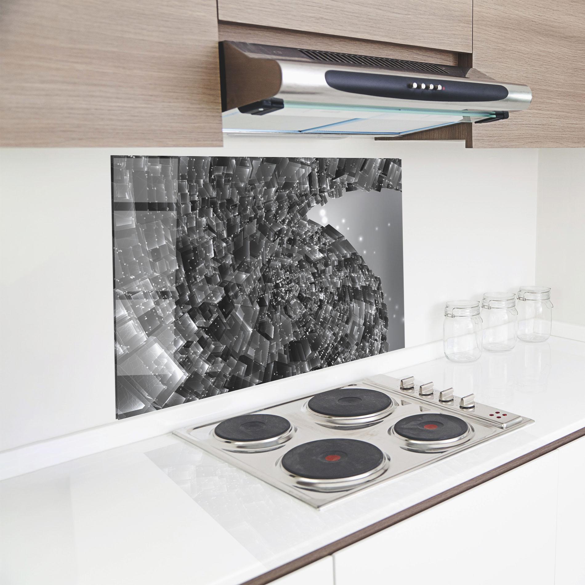 Küchenrückwand Glas Grey Shape View mockup 8