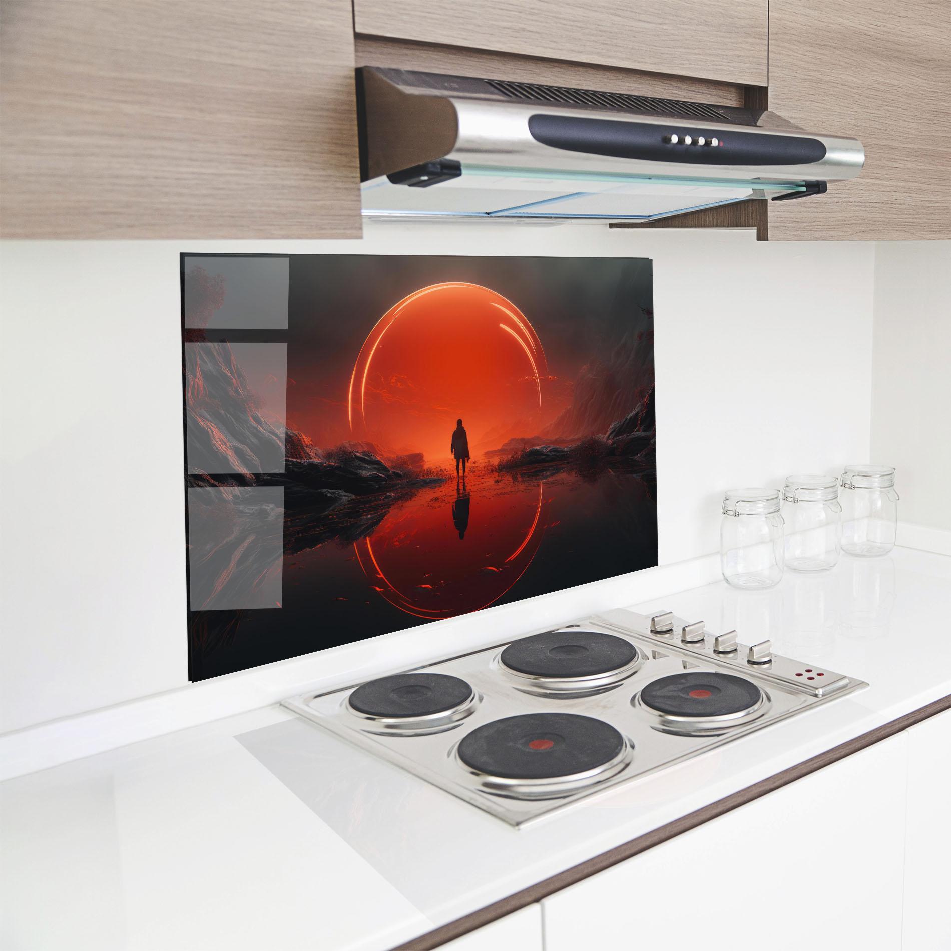 Küchenrückwand Glas Man Orange Orb mockup 8