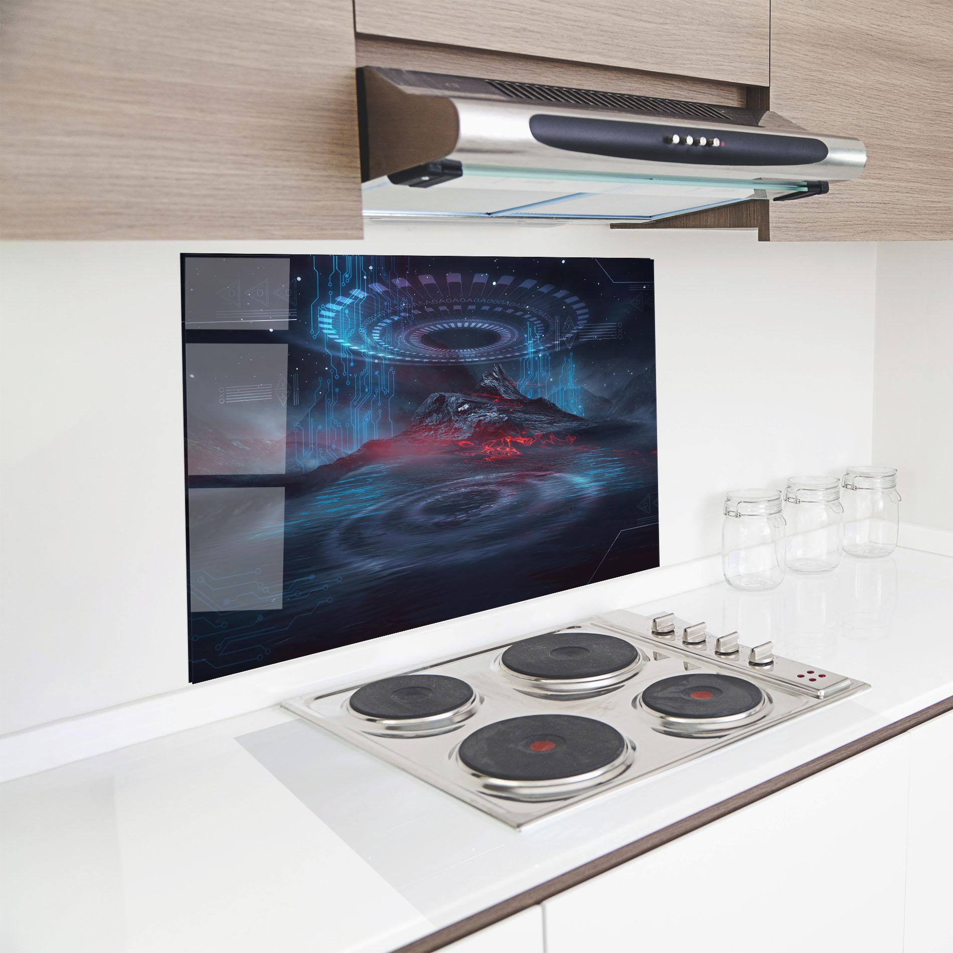 Küchenrückwand Glas Neon Space Galaxy mockup 8