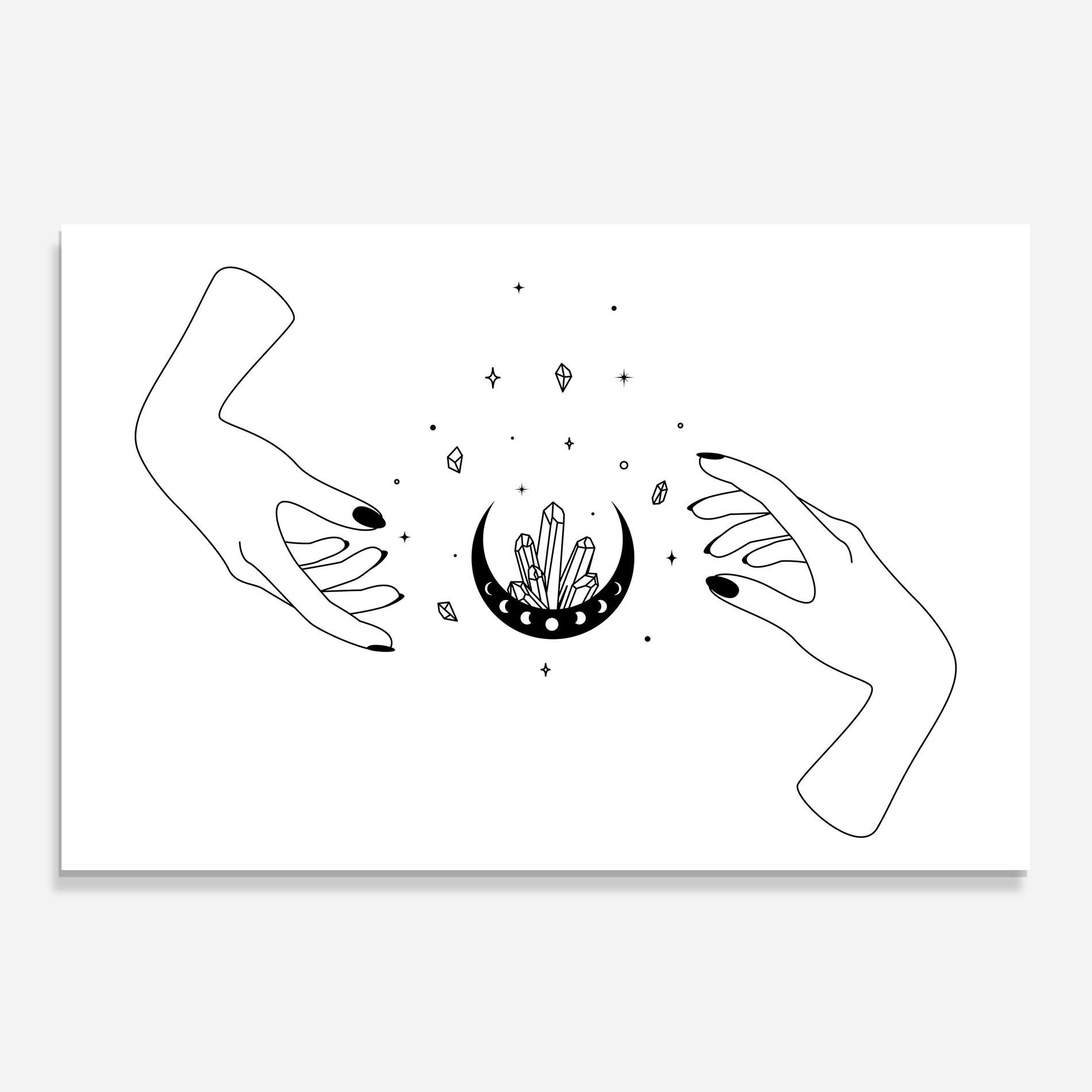 Küchenrückwand Glas Crystal Hand mockup 0