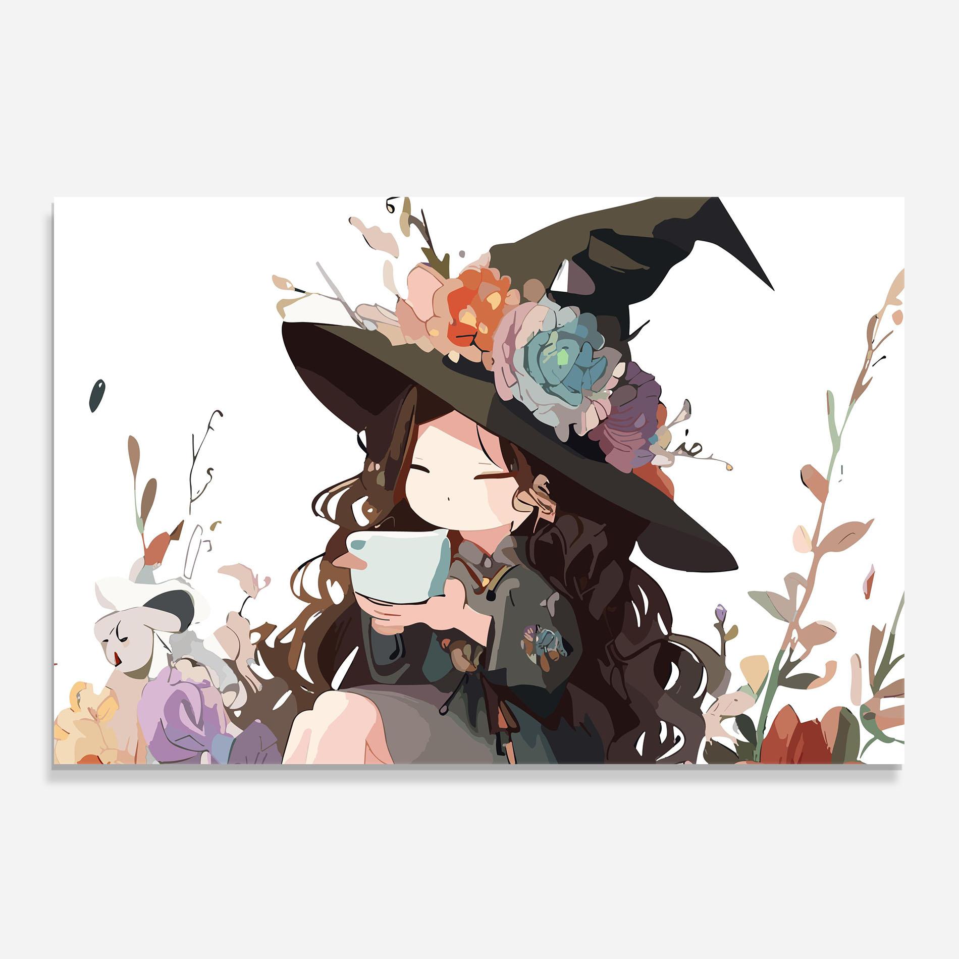 Küchenrückwand Glas Cute Witch mockup 0