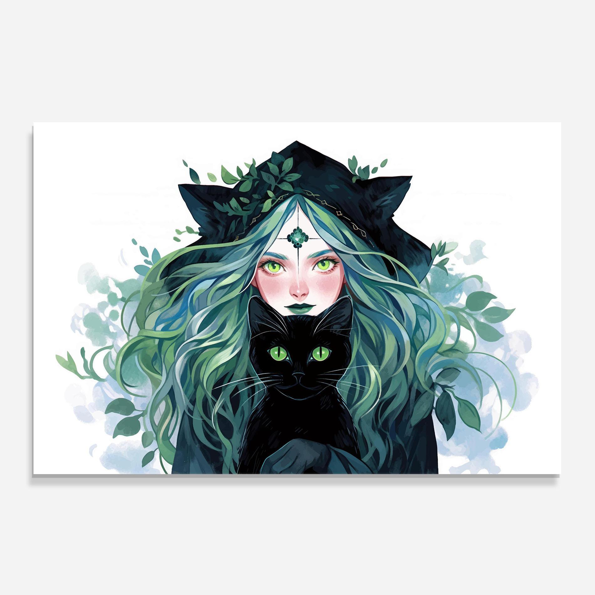 Küchenrückwand Glas Magic Cat Witch mockup 0