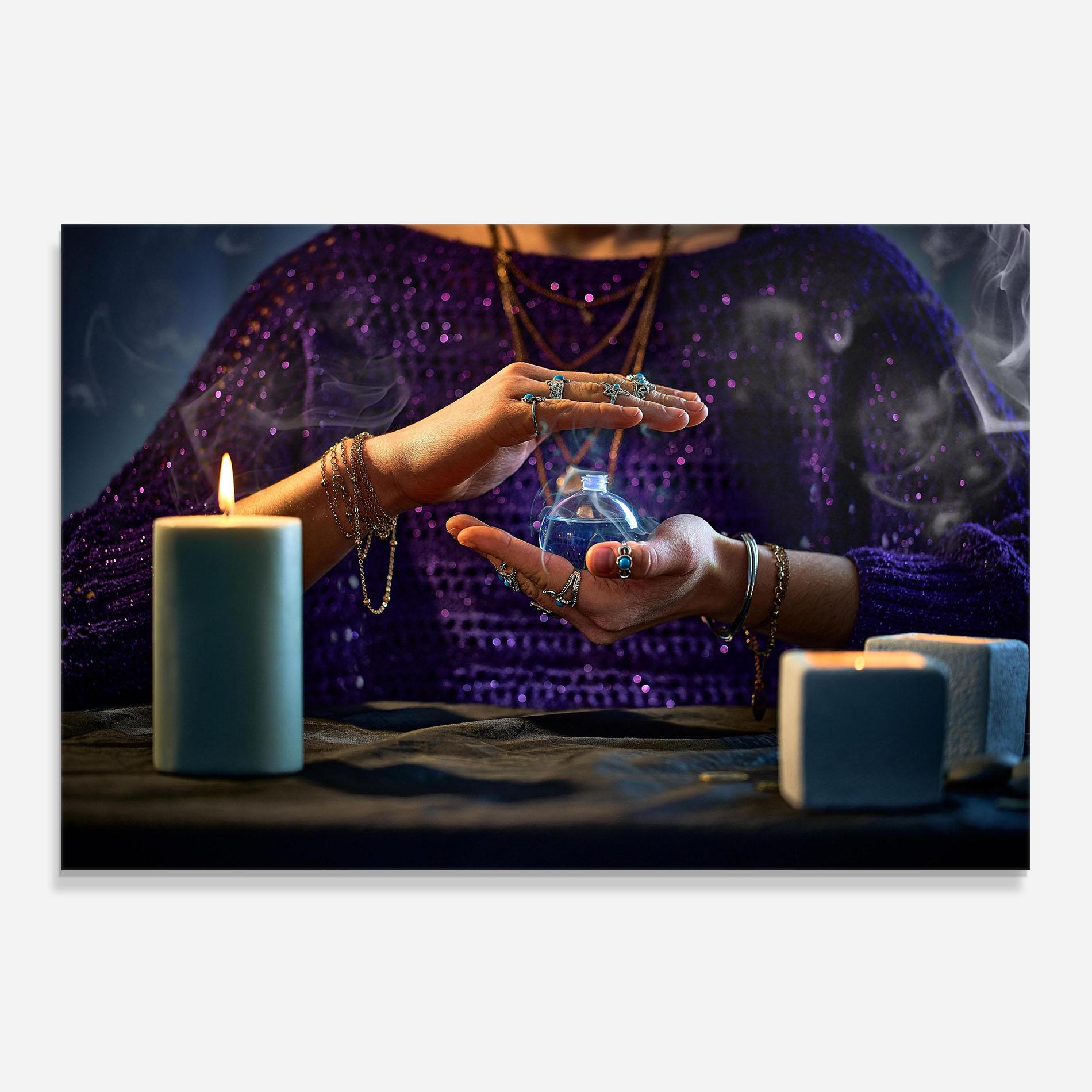 Küchenrückwand Glas Witch Magic Smoke mockup 0