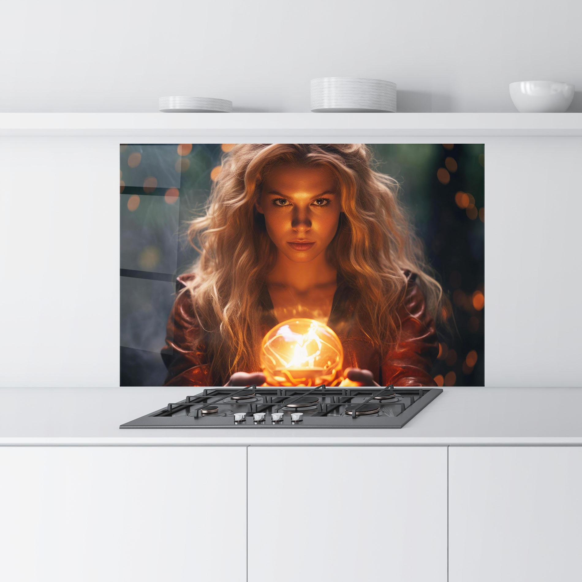 Küchenrückwand Glas Beautiful Woman Witch mockup 9