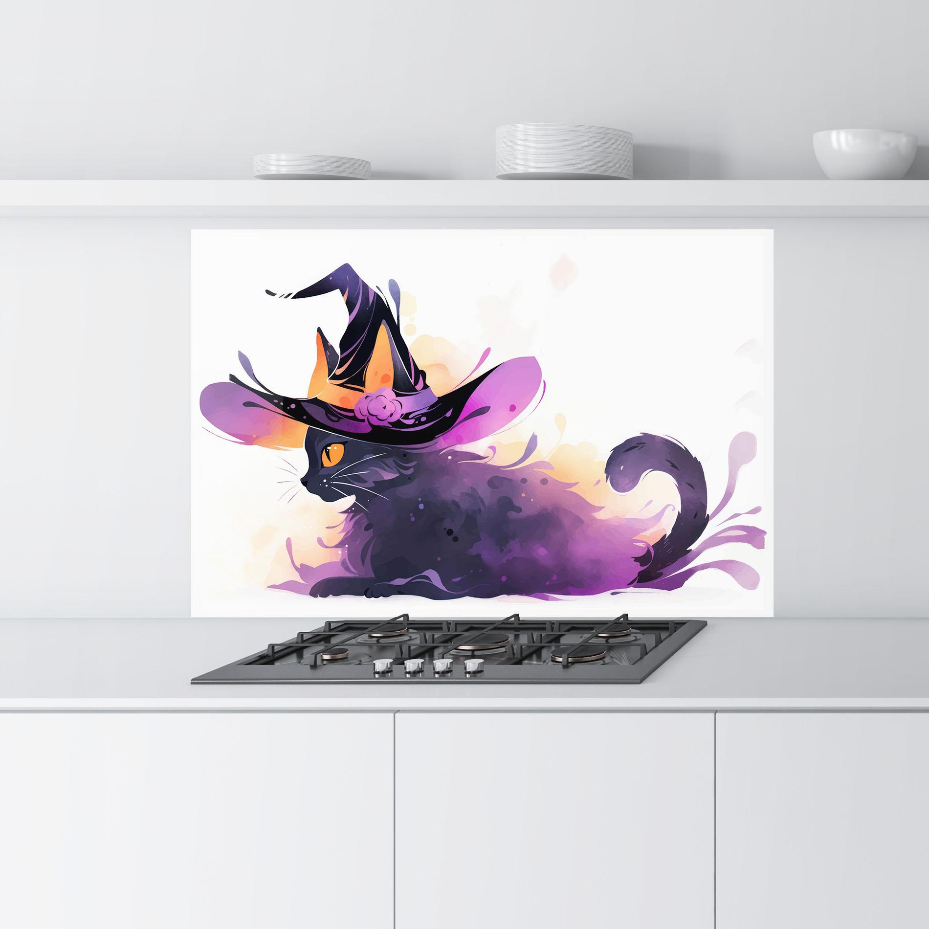 Küchenrückwand Glas Cat Witch mockup 9