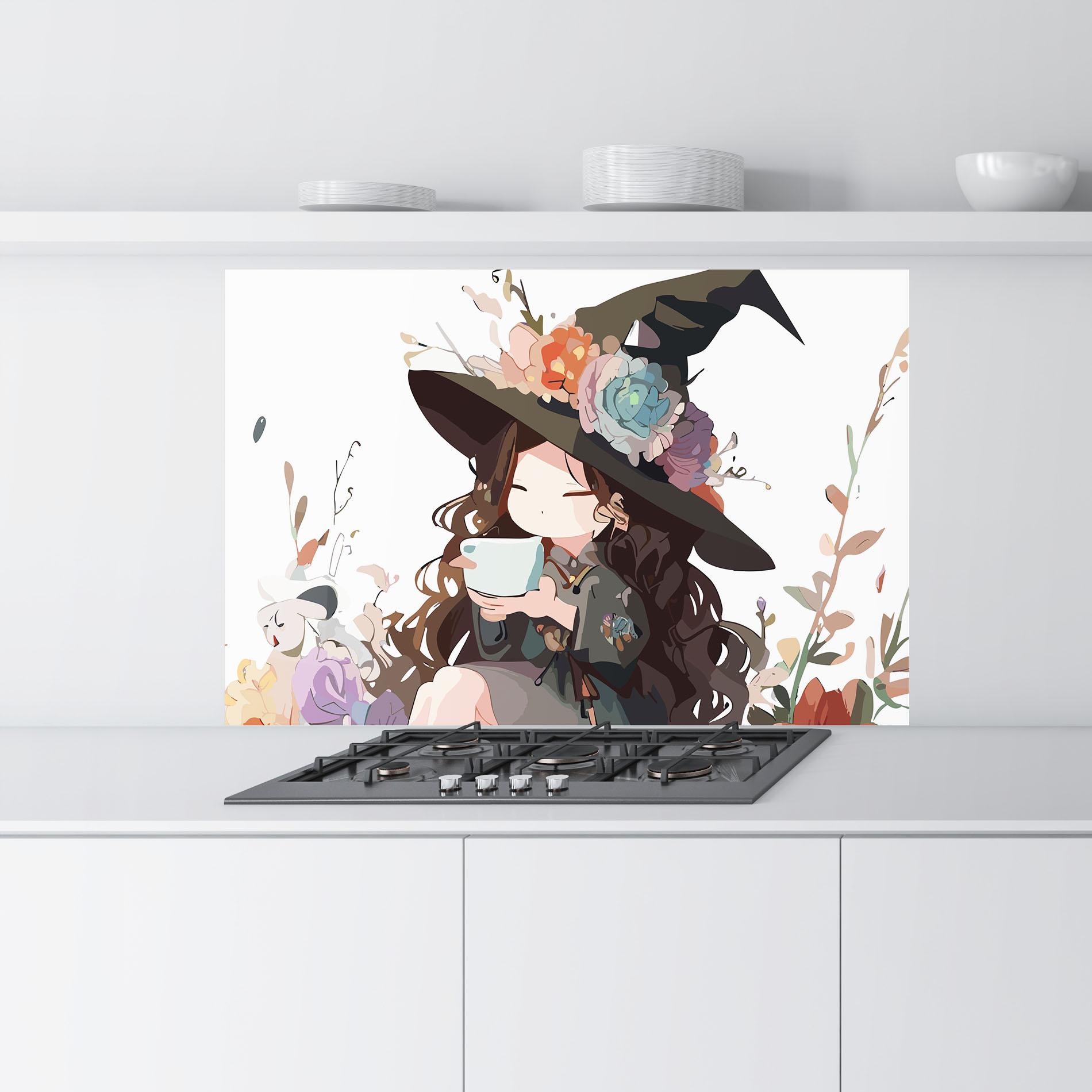 Küchenrückwand Glas Cute Witch mockup 9