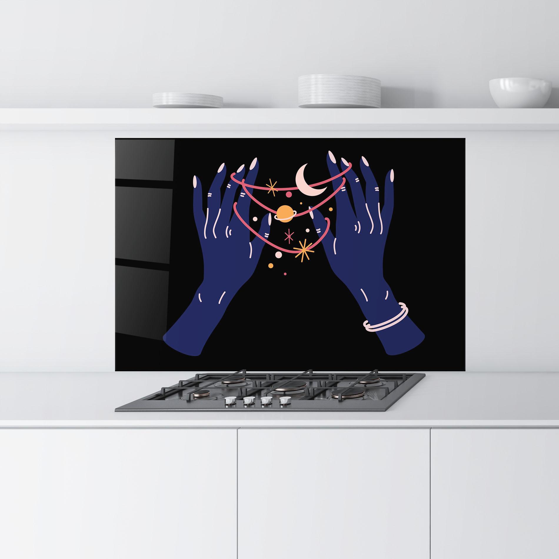Küchenrückwand Glas Pretty Hands Witch mockup 9