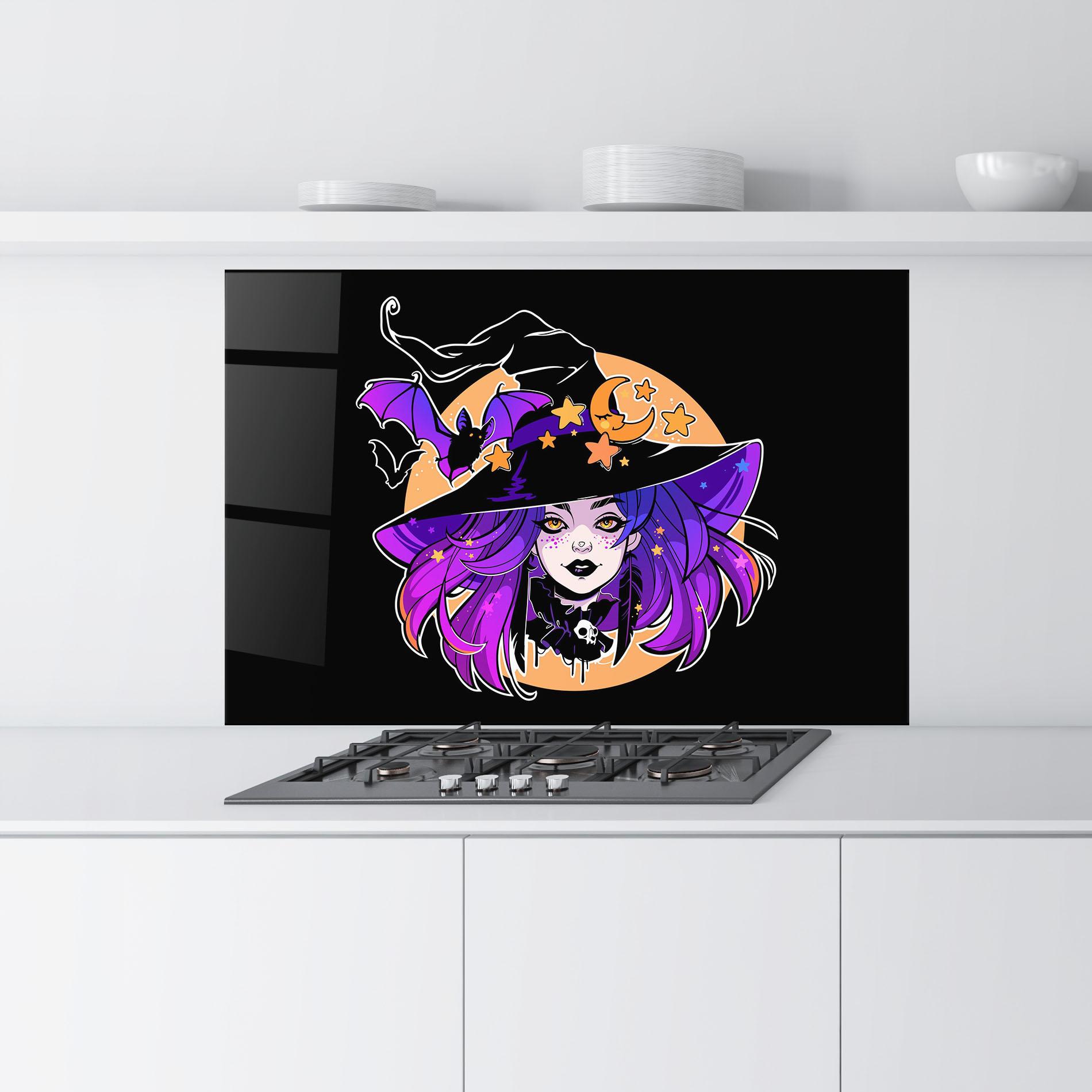 Küchenrückwand Glas Purple Witch mockup 9