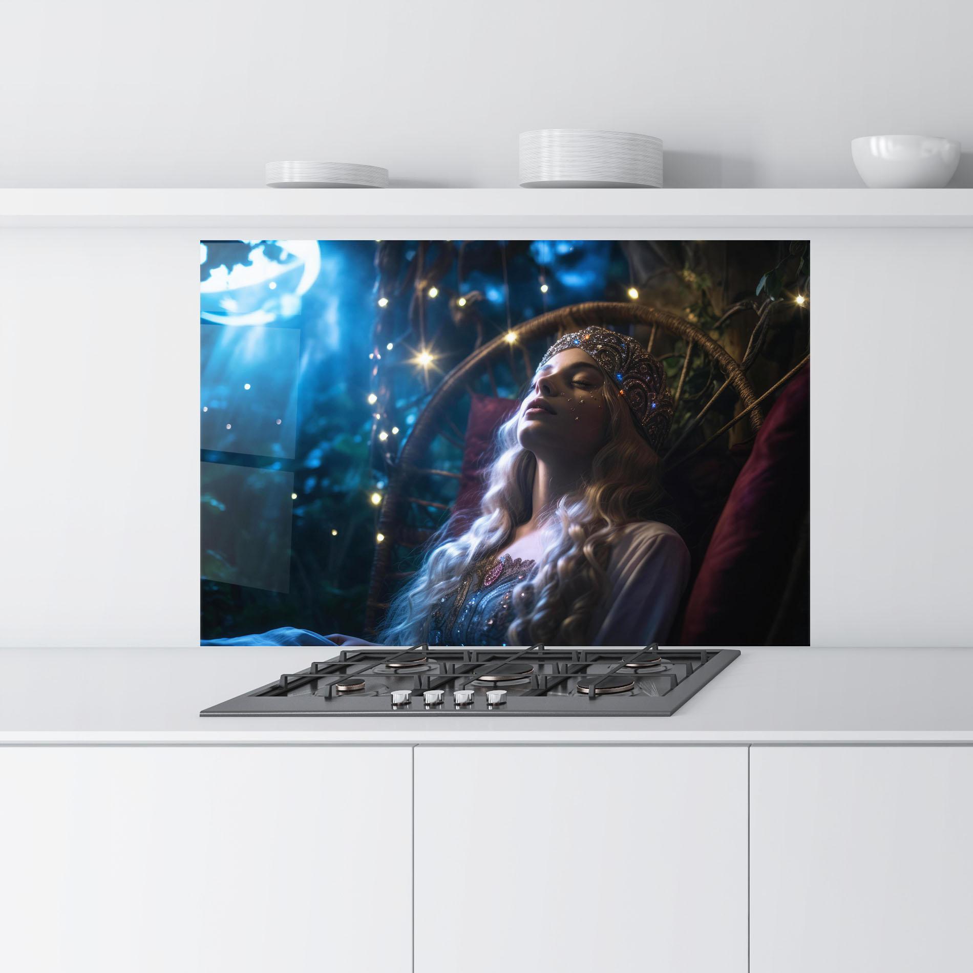 Küchenrückwand Glas Witch Sleeping mockup 9