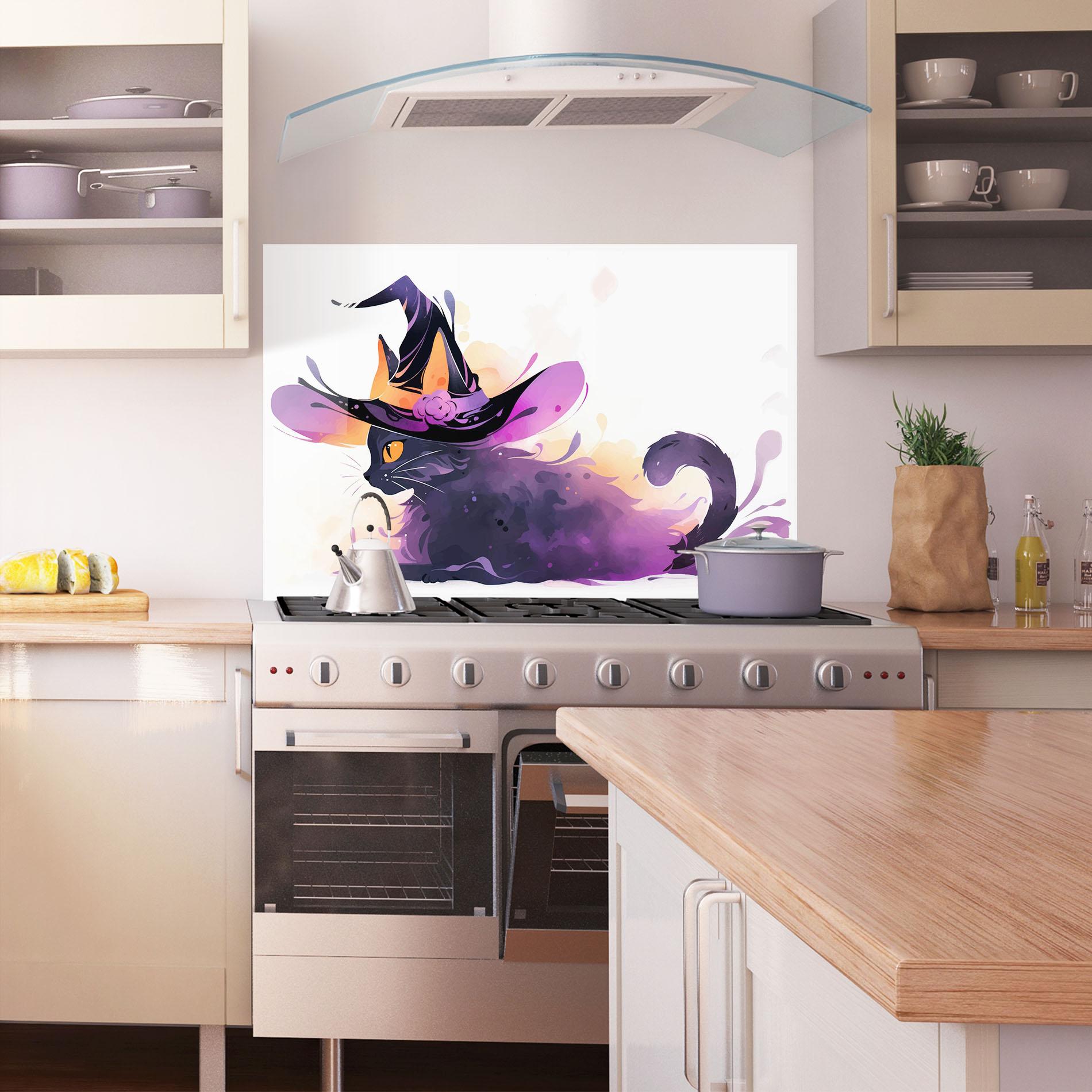 Küchenrückwand Glas Cat Witch mockup 1