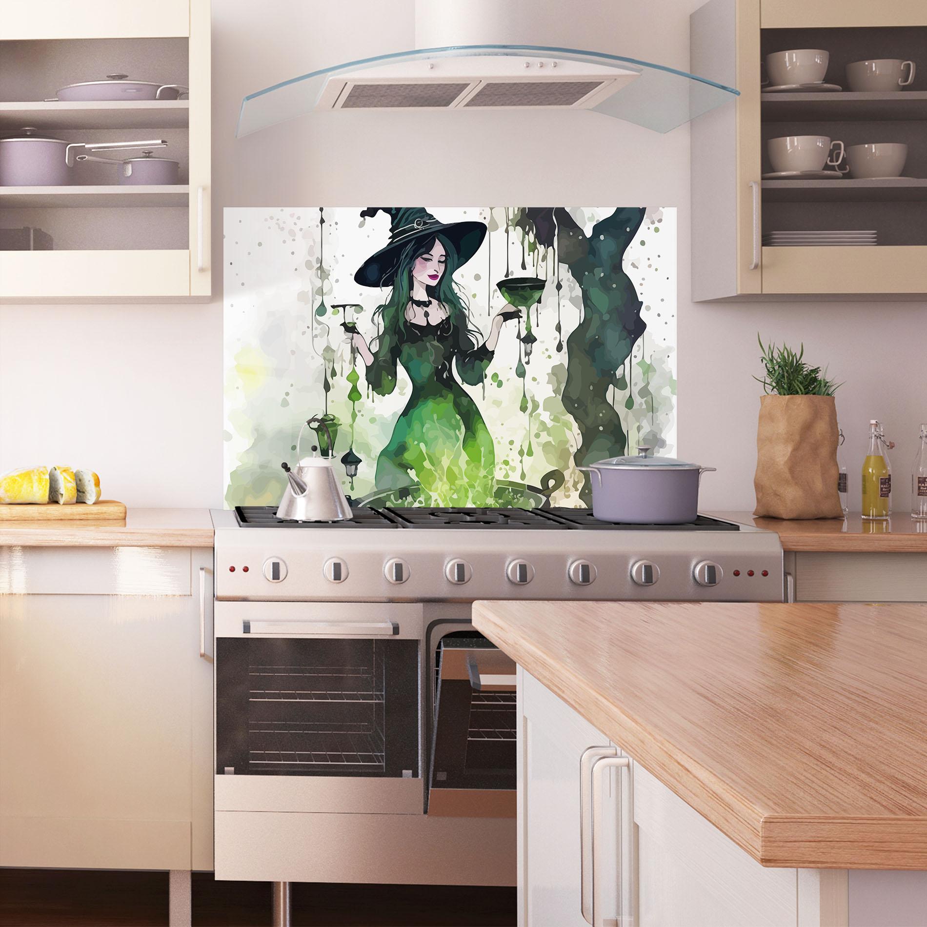 Küchenrückwand Glas Green Light Witch mockup 1