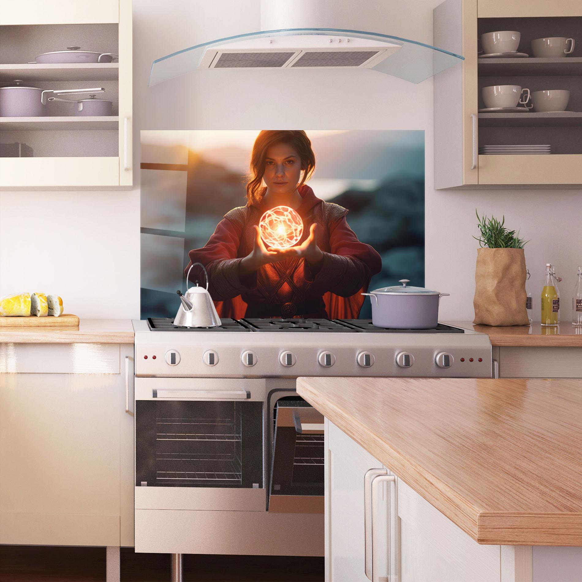 Küchenrückwand Glas Witch Ball mockup 1