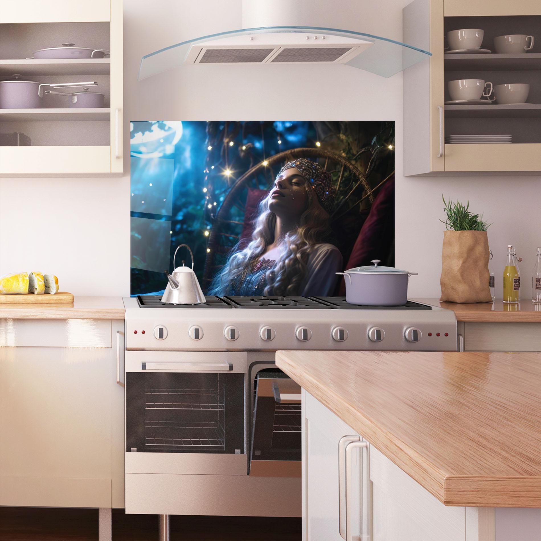 Küchenrückwand Glas Witch Sleeping mockup 1