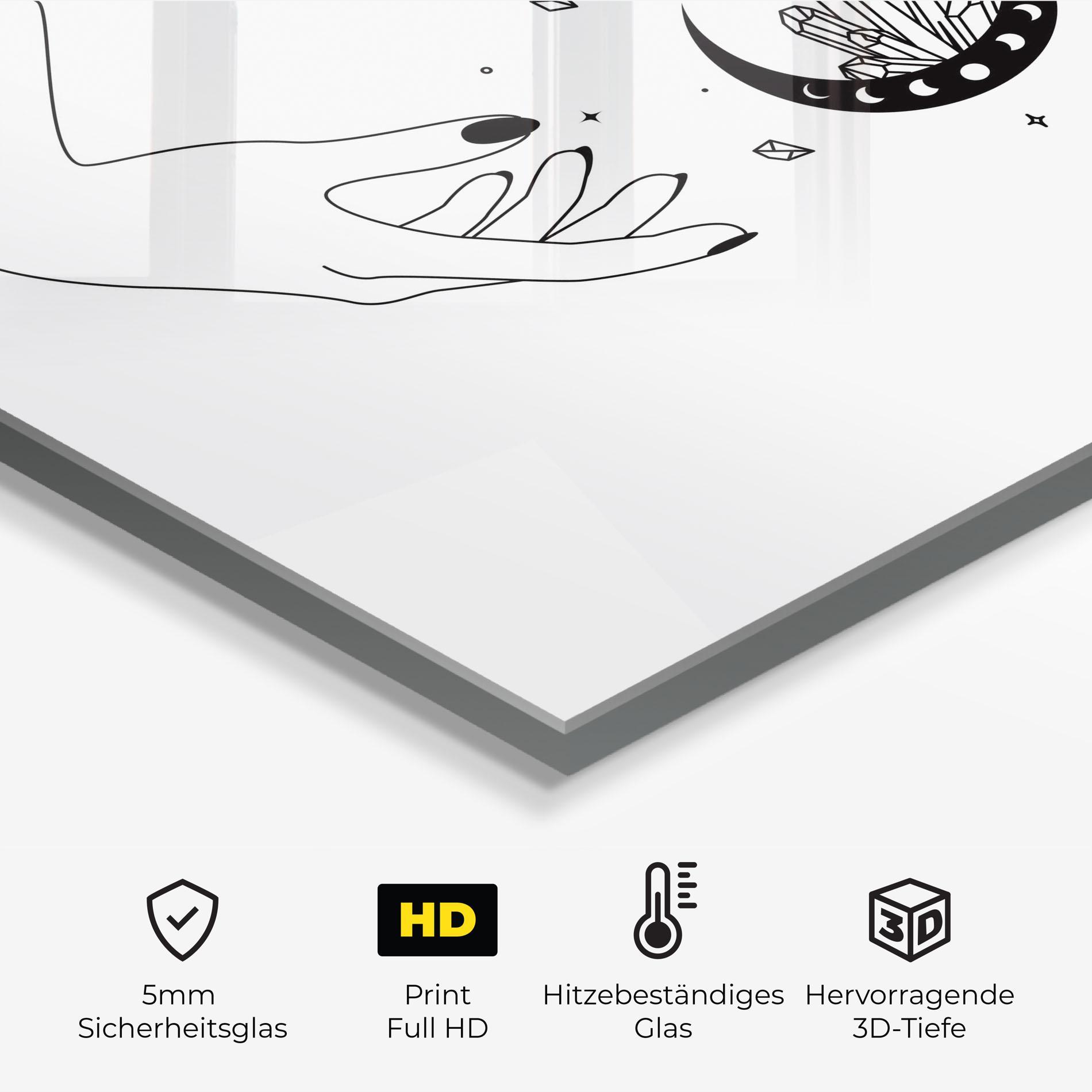 Küchenrückwand Glas Crystal Hand mockup 2