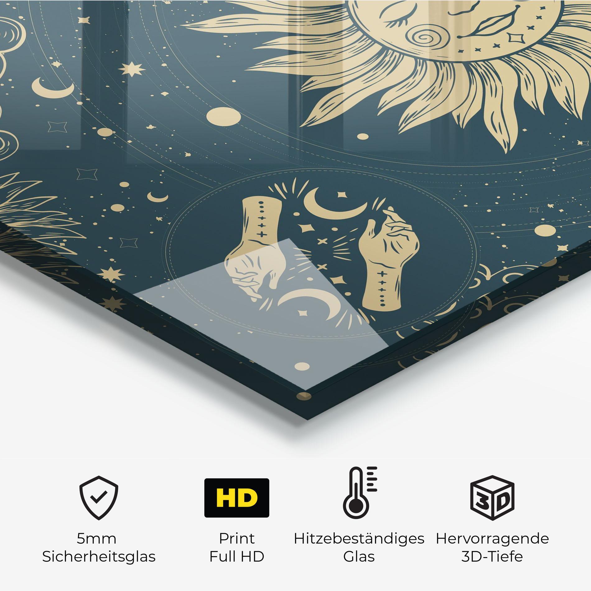 Küchenrückwand Glas Sun Face Magic mockup 2