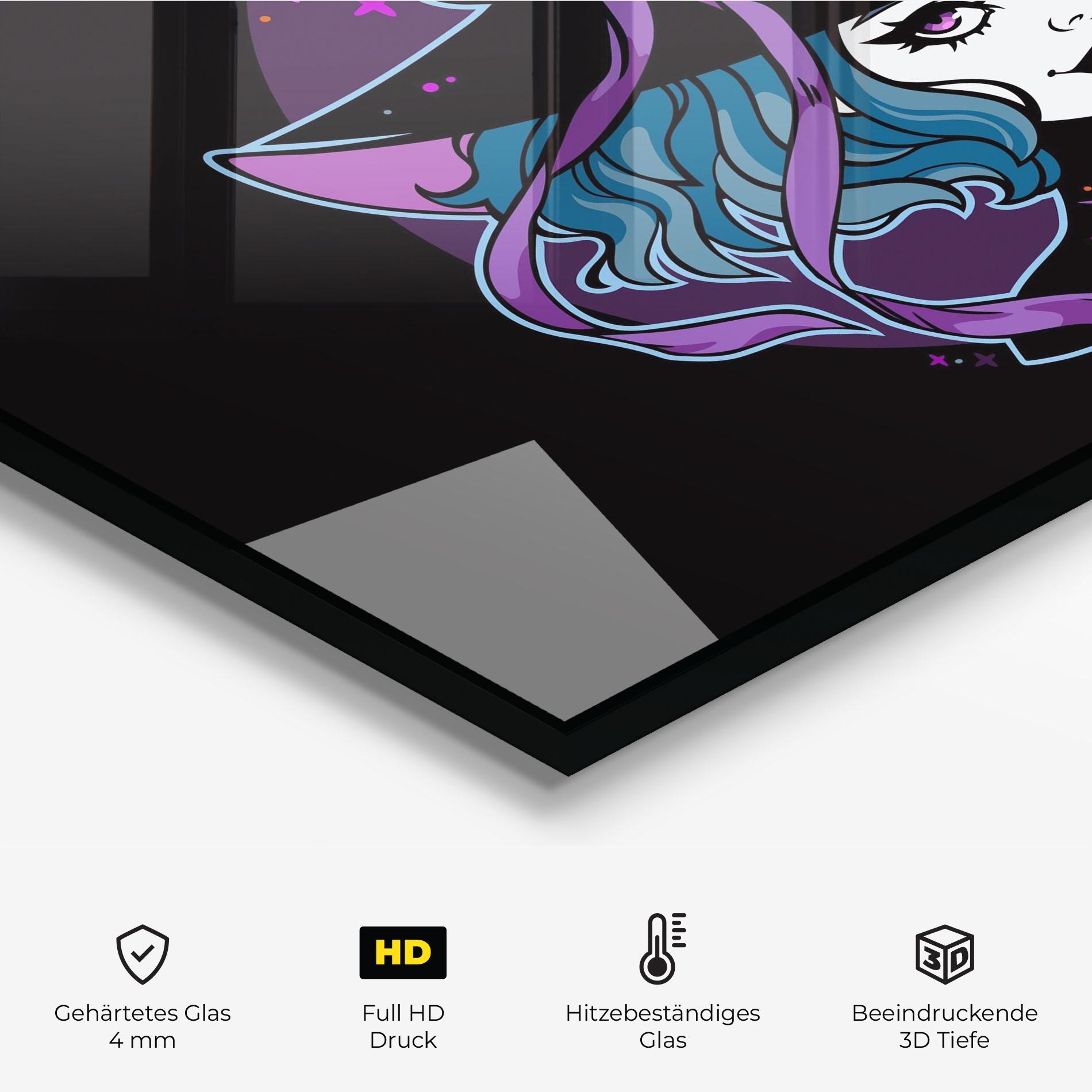 Küchenrückwand Glas Cute Purple Witch mockup 2