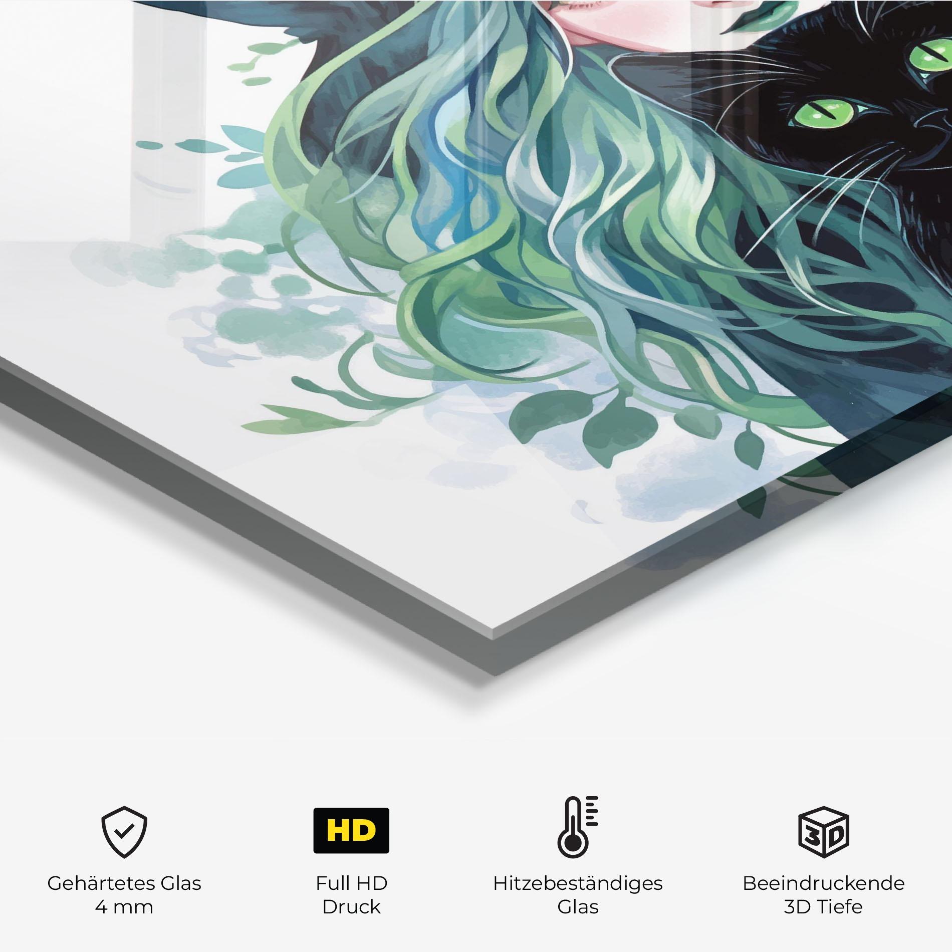 Küchenrückwand Glas Magic Cat Witch mockup 2