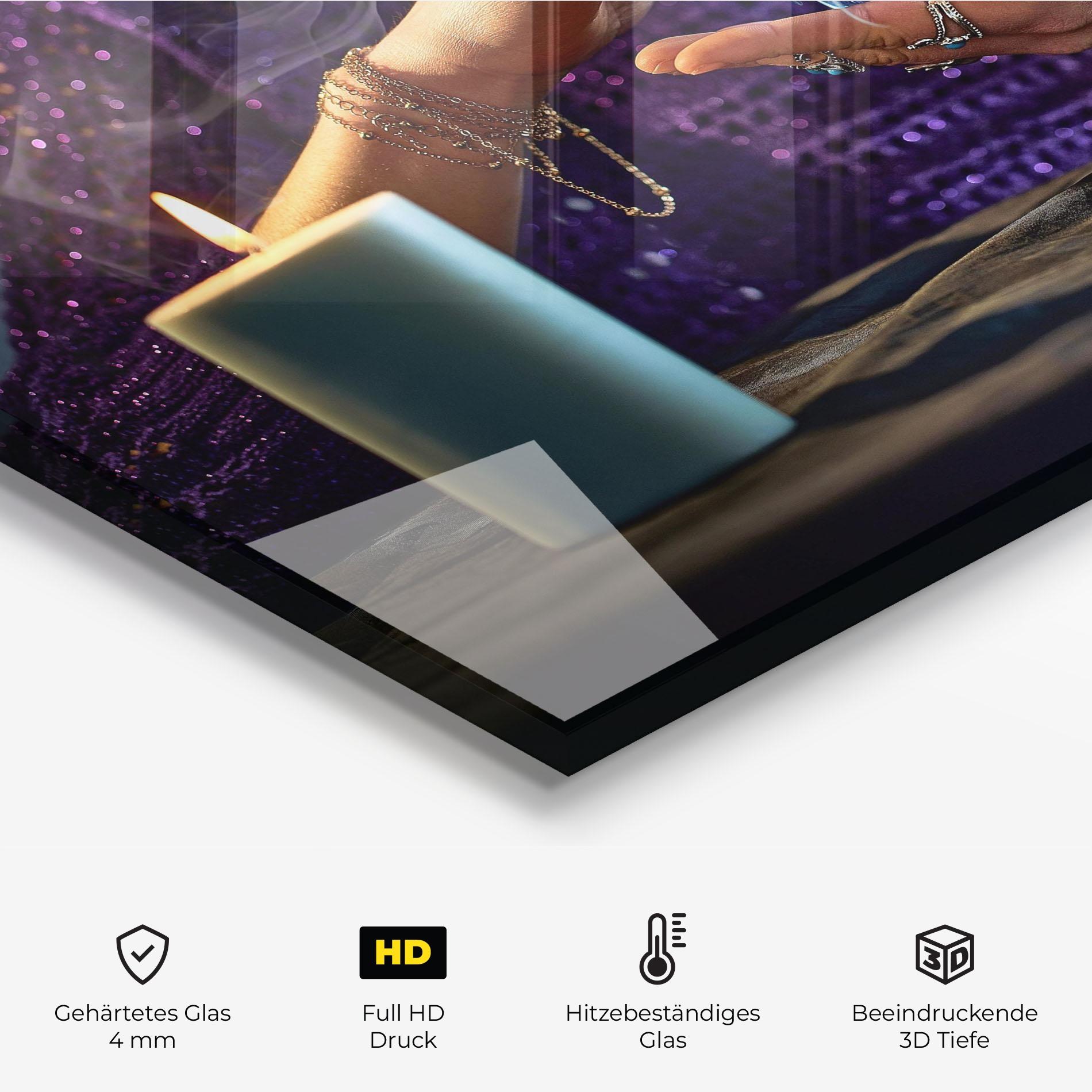 Küchenrückwand Glas Witch Magic Smoke mockup 2