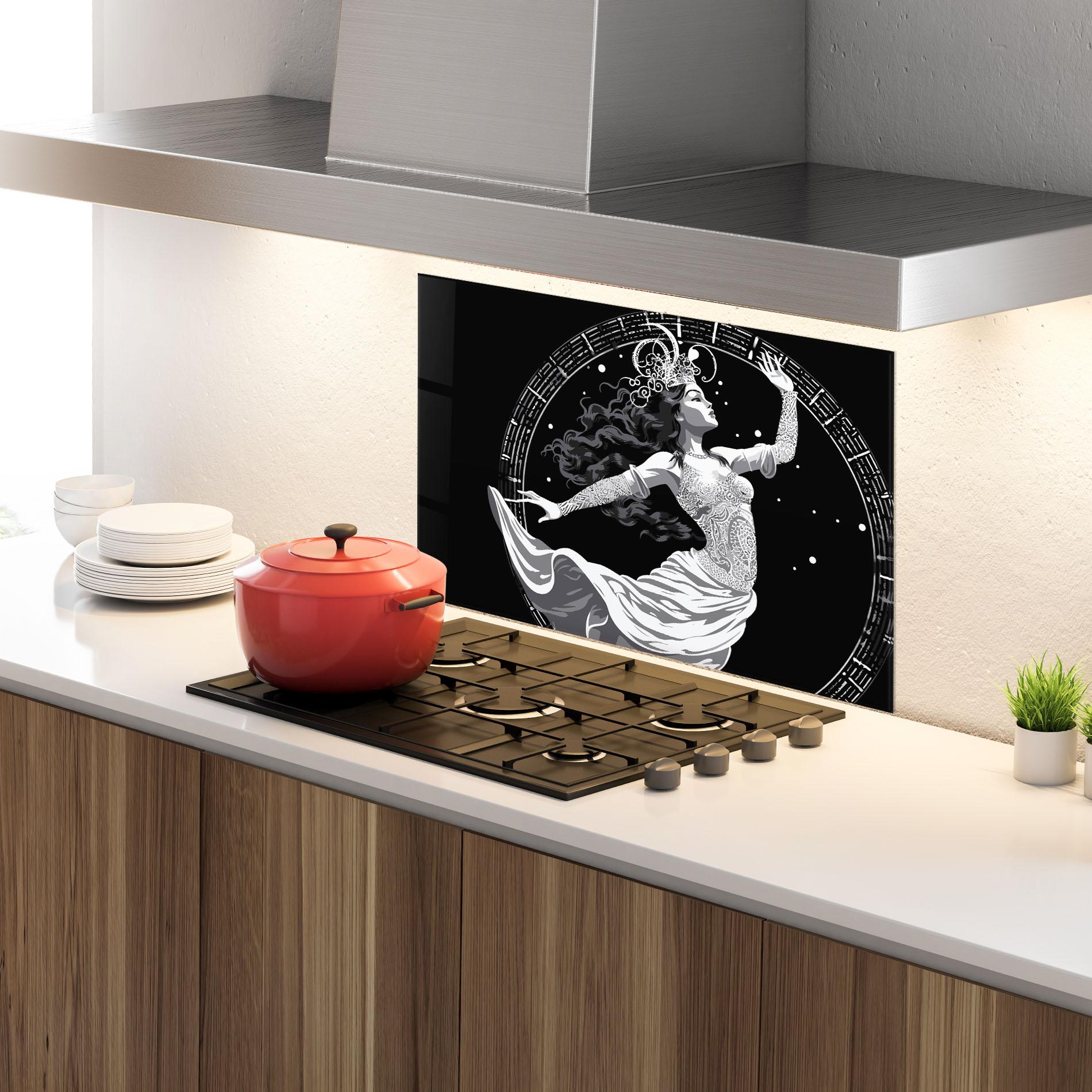 Küchenrückwand Glas Beautiful Witch mockup 4