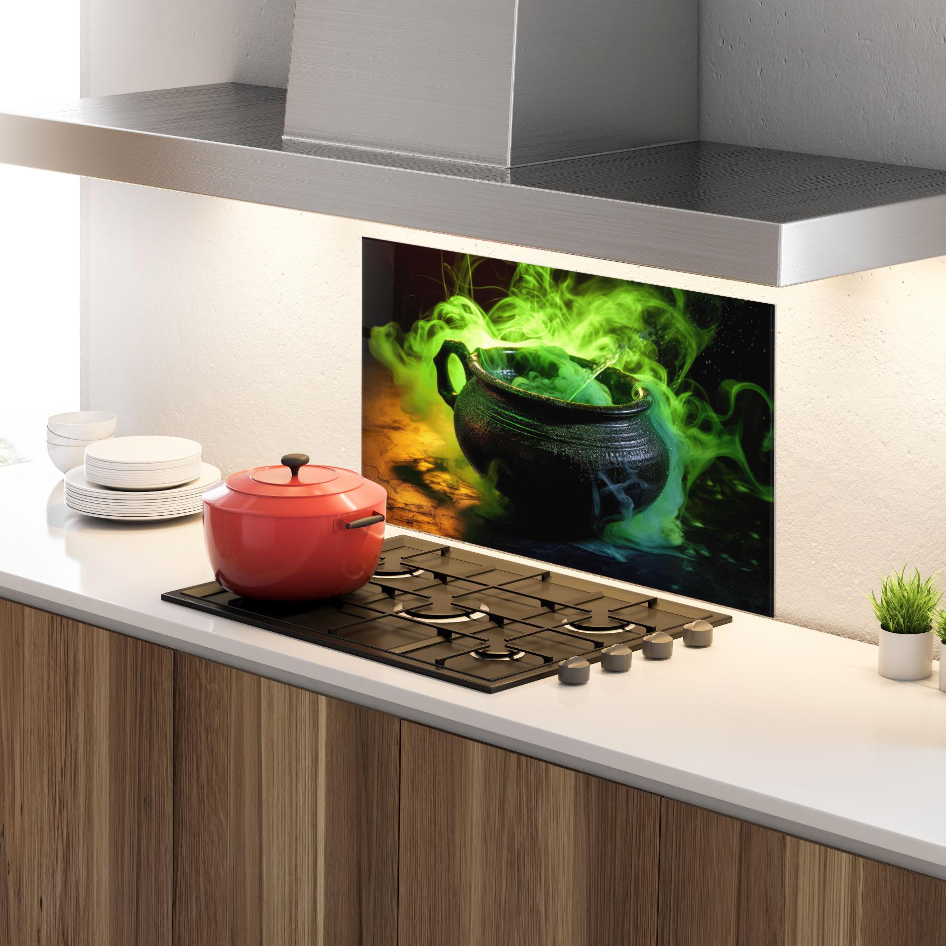 Küchenrückwand Glas Green Portion mockup 4