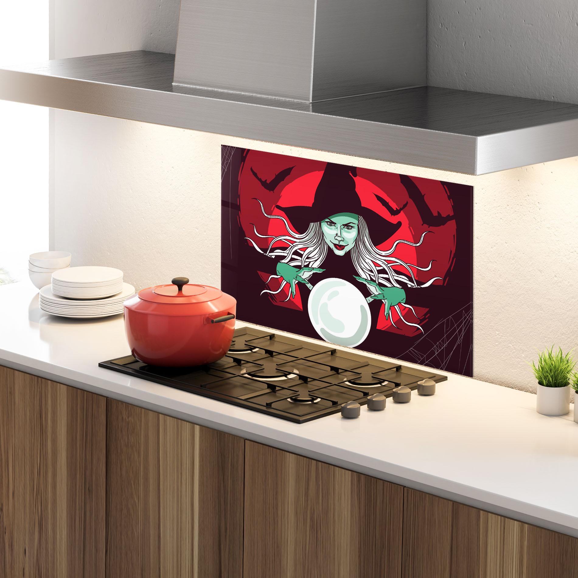 Küchenrückwand Glas Green Witch mockup 4