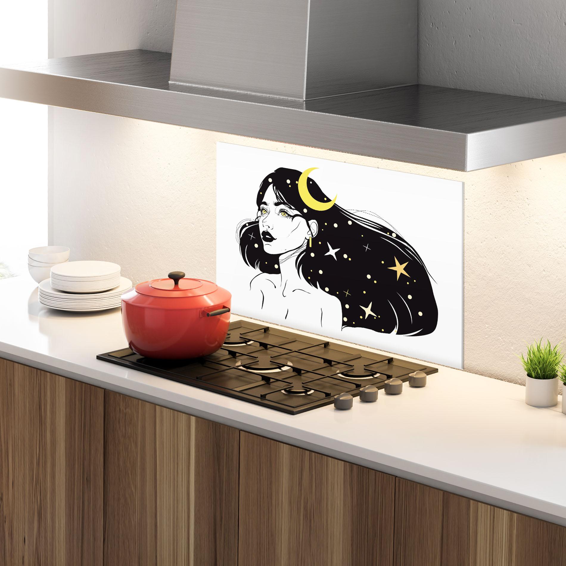 Küchenrückwand Glas Night Witch mockup 4