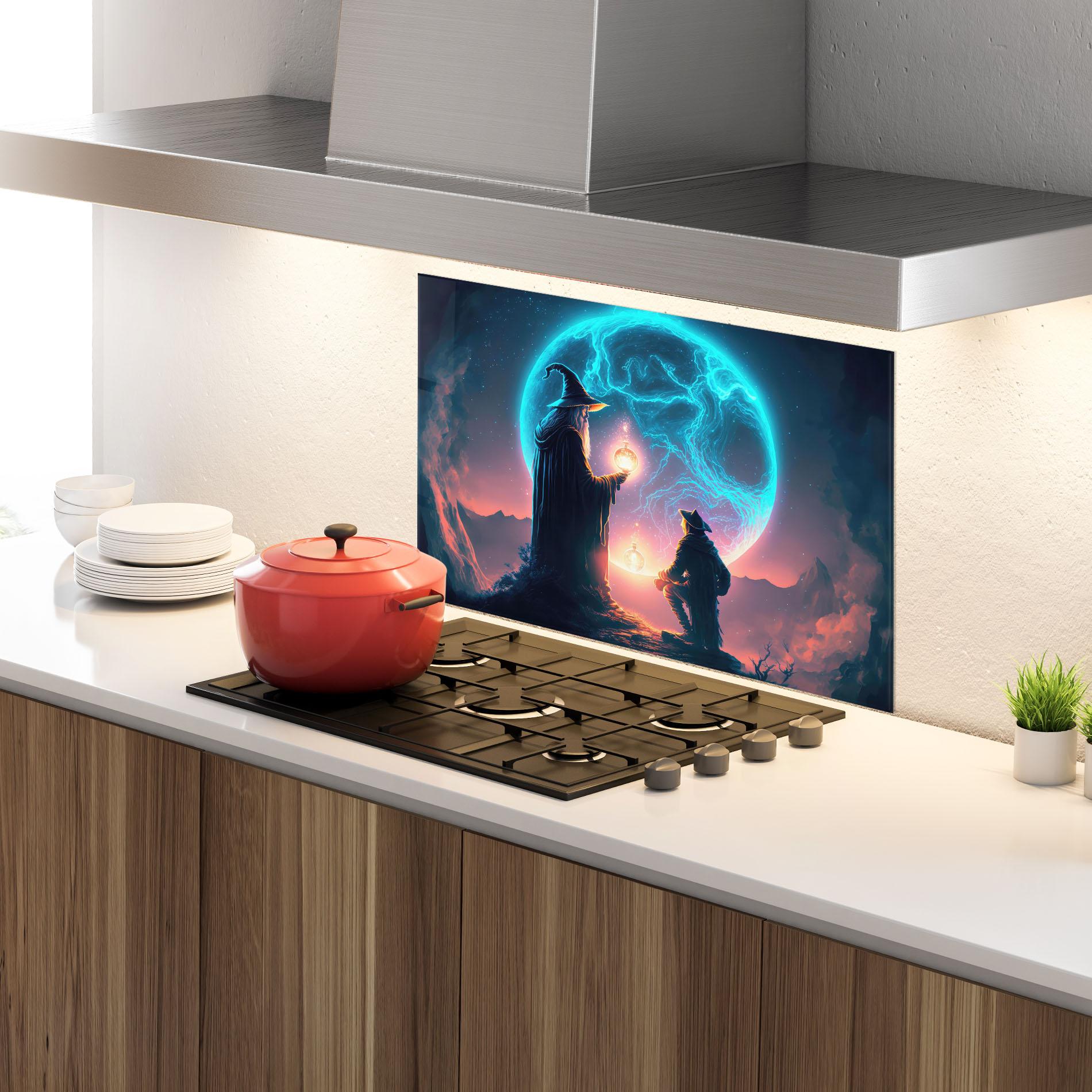 Küchenrückwand Glas Wizard Magic mockup 4