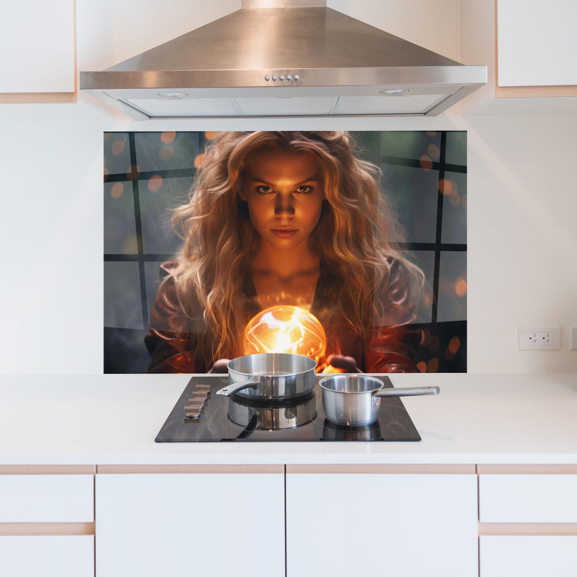 Küchenrückwand Glas Beautiful Woman Witch mockup 5