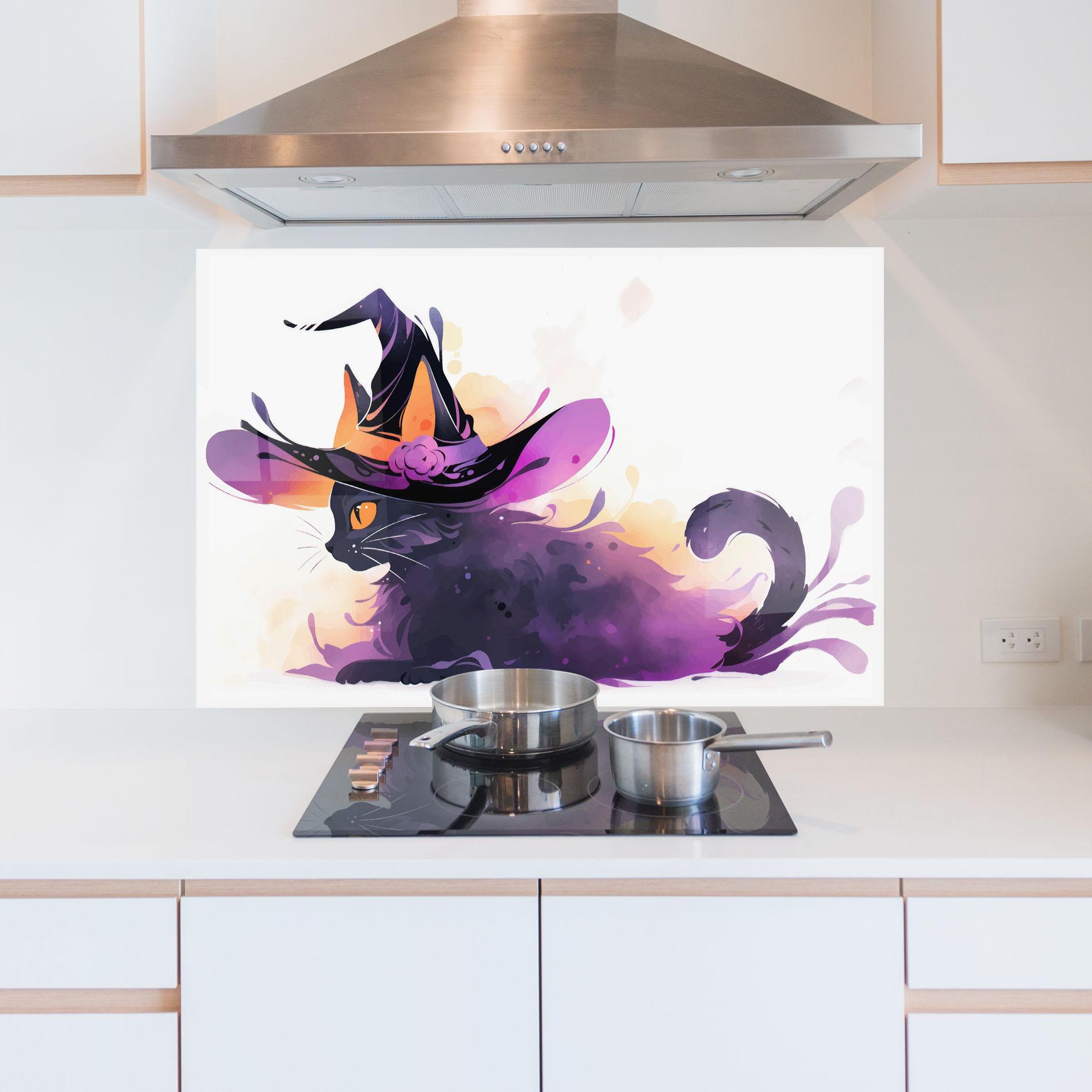 Küchenrückwand Glas Cat Witch mockup 5
