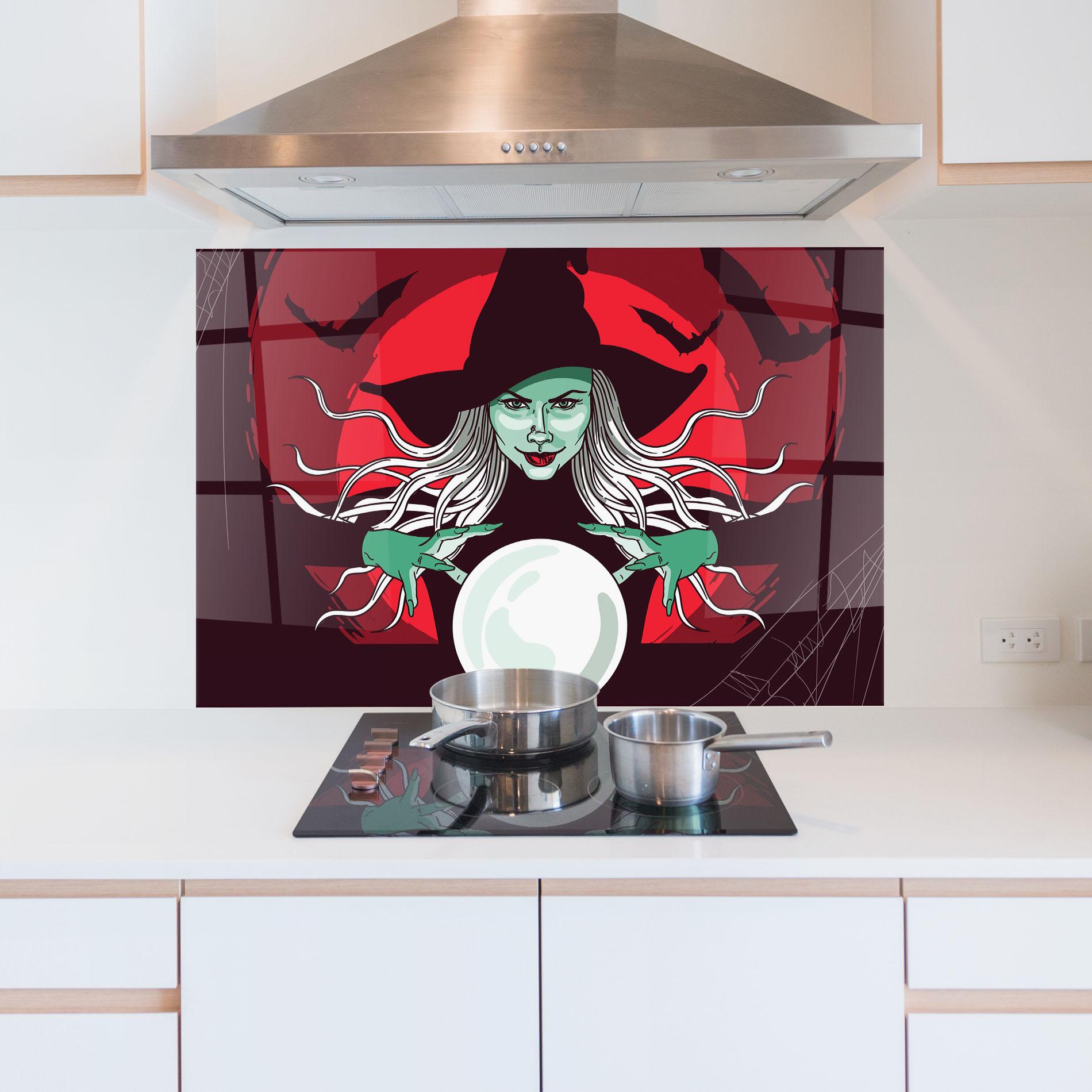 Küchenrückwand Glas Green Witch mockup 5