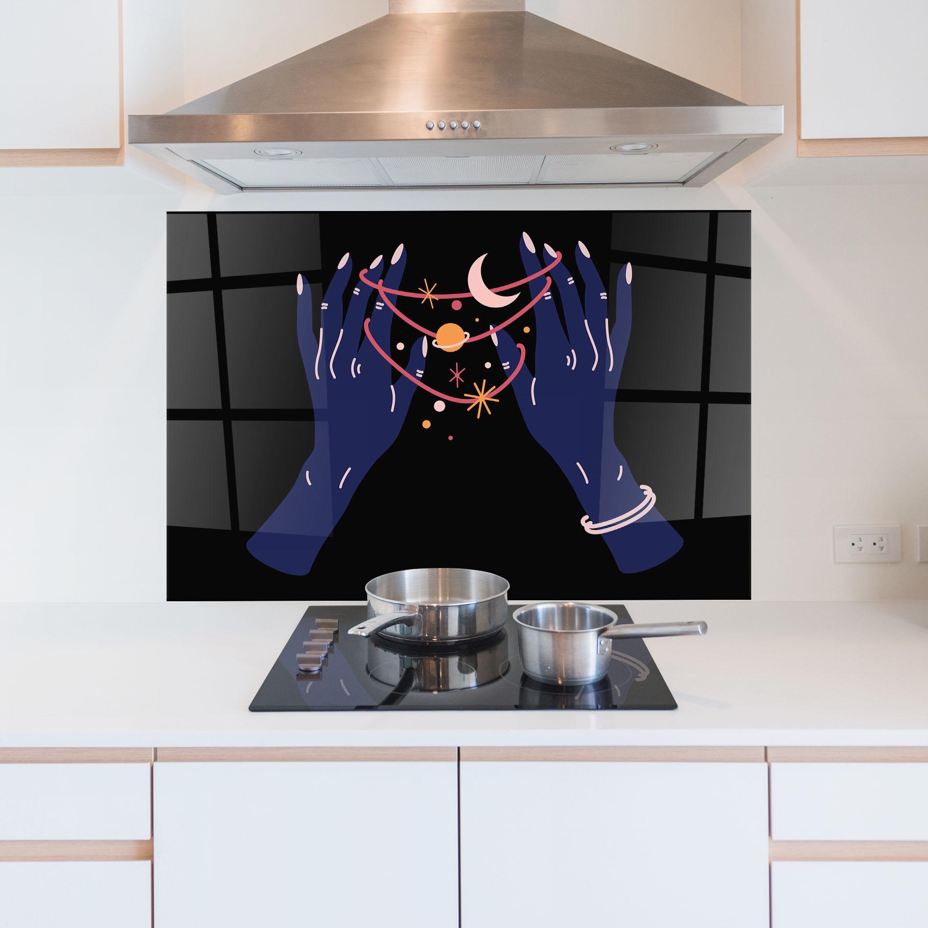Küchenrückwand Glas Pretty Hands Witch mockup 5