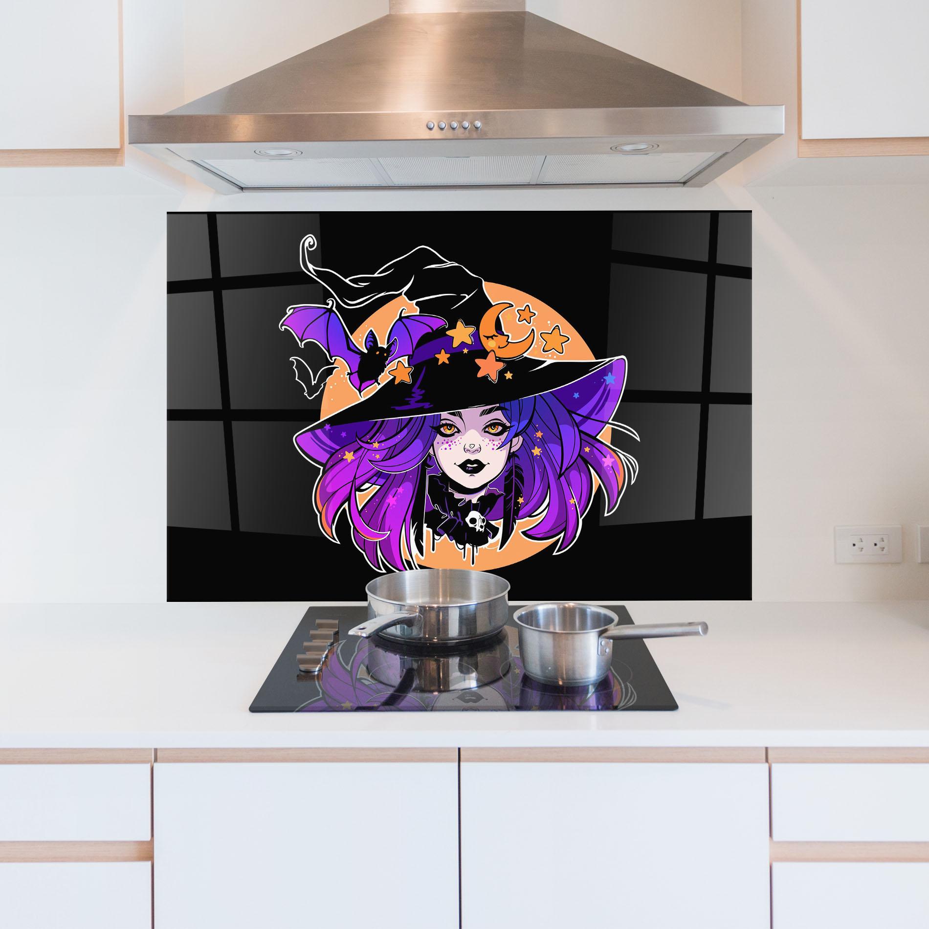Küchenrückwand Glas Purple Witch mockup 5