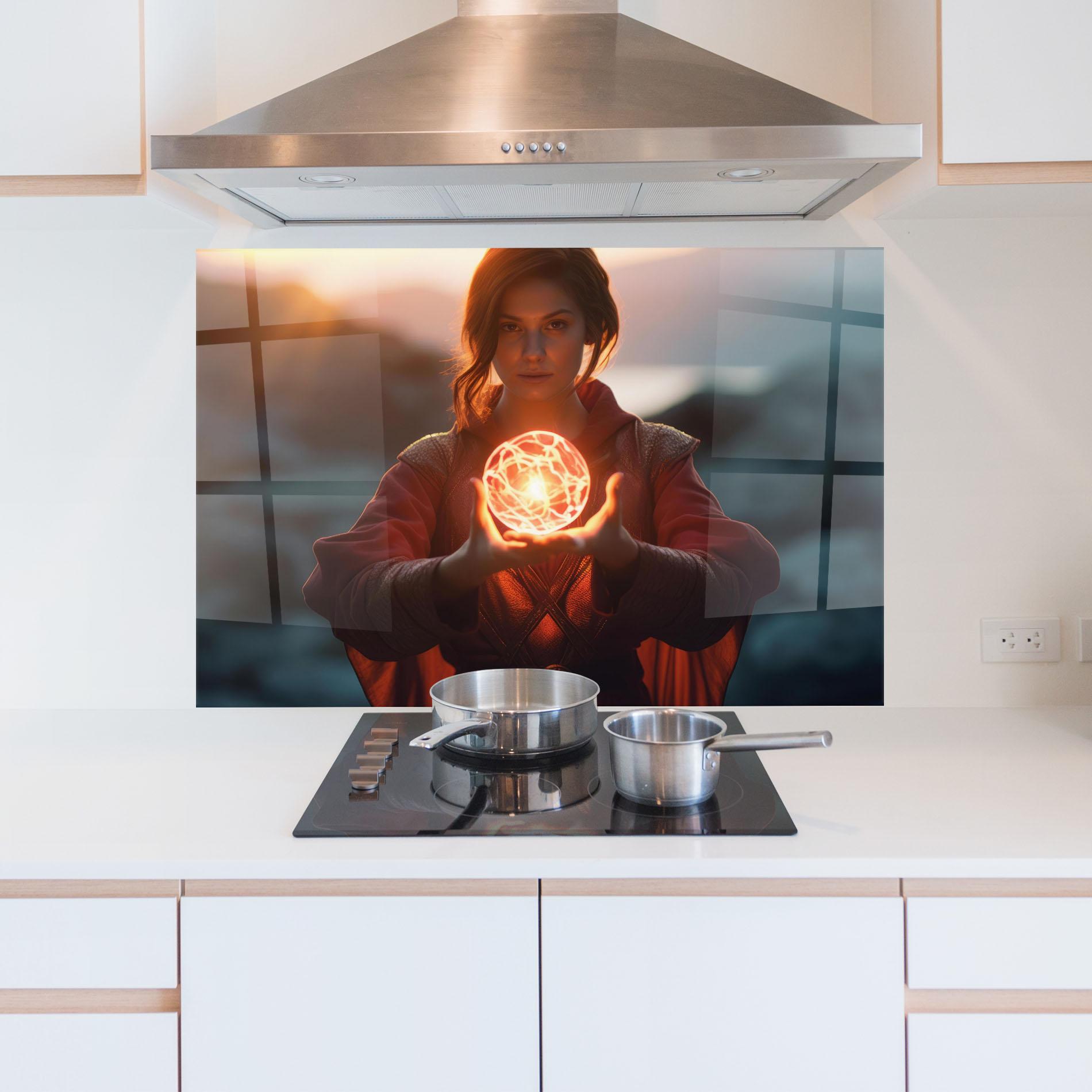 Küchenrückwand Glas Witch Ball mockup 5