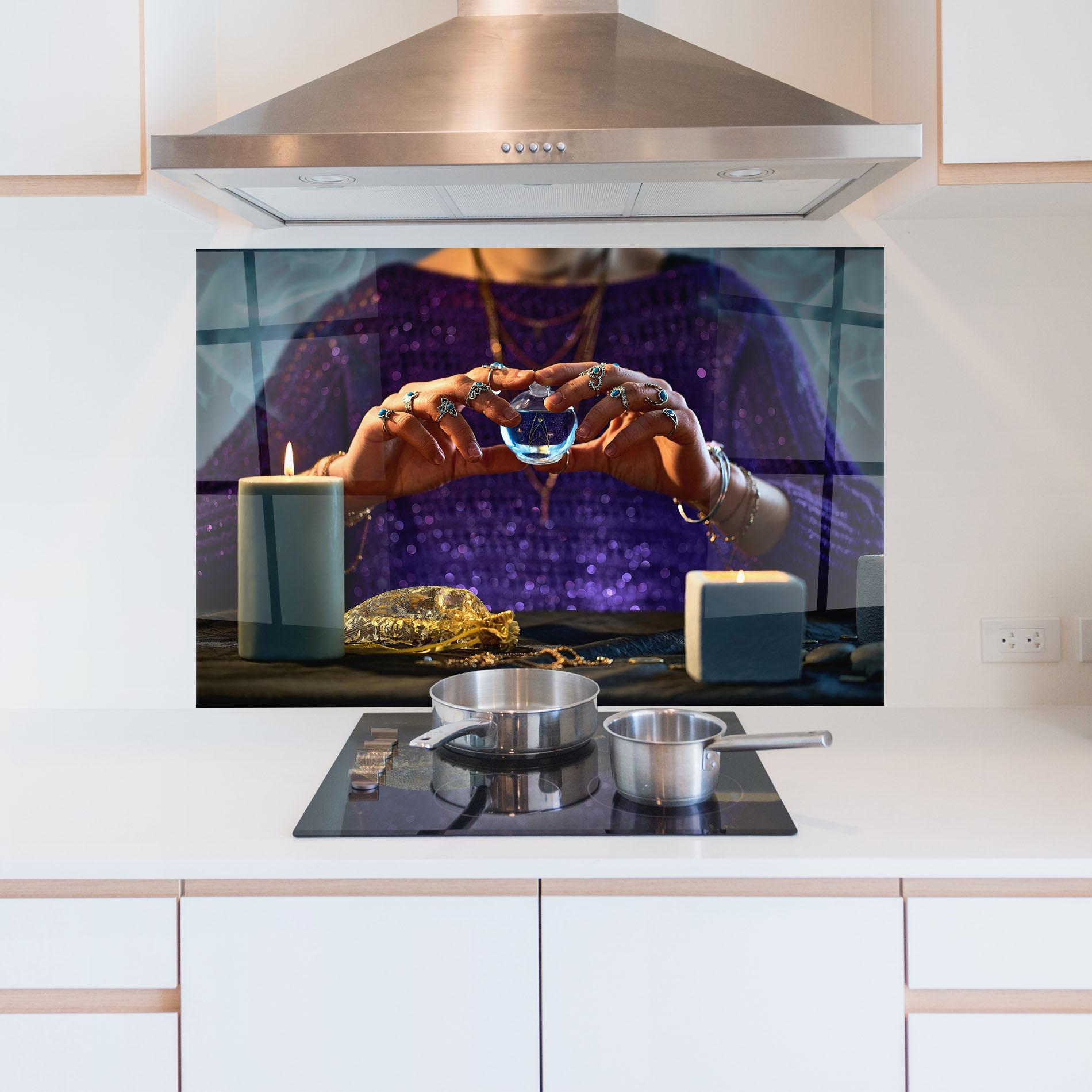 Küchenrückwand Glas Witch Magic mockup 5