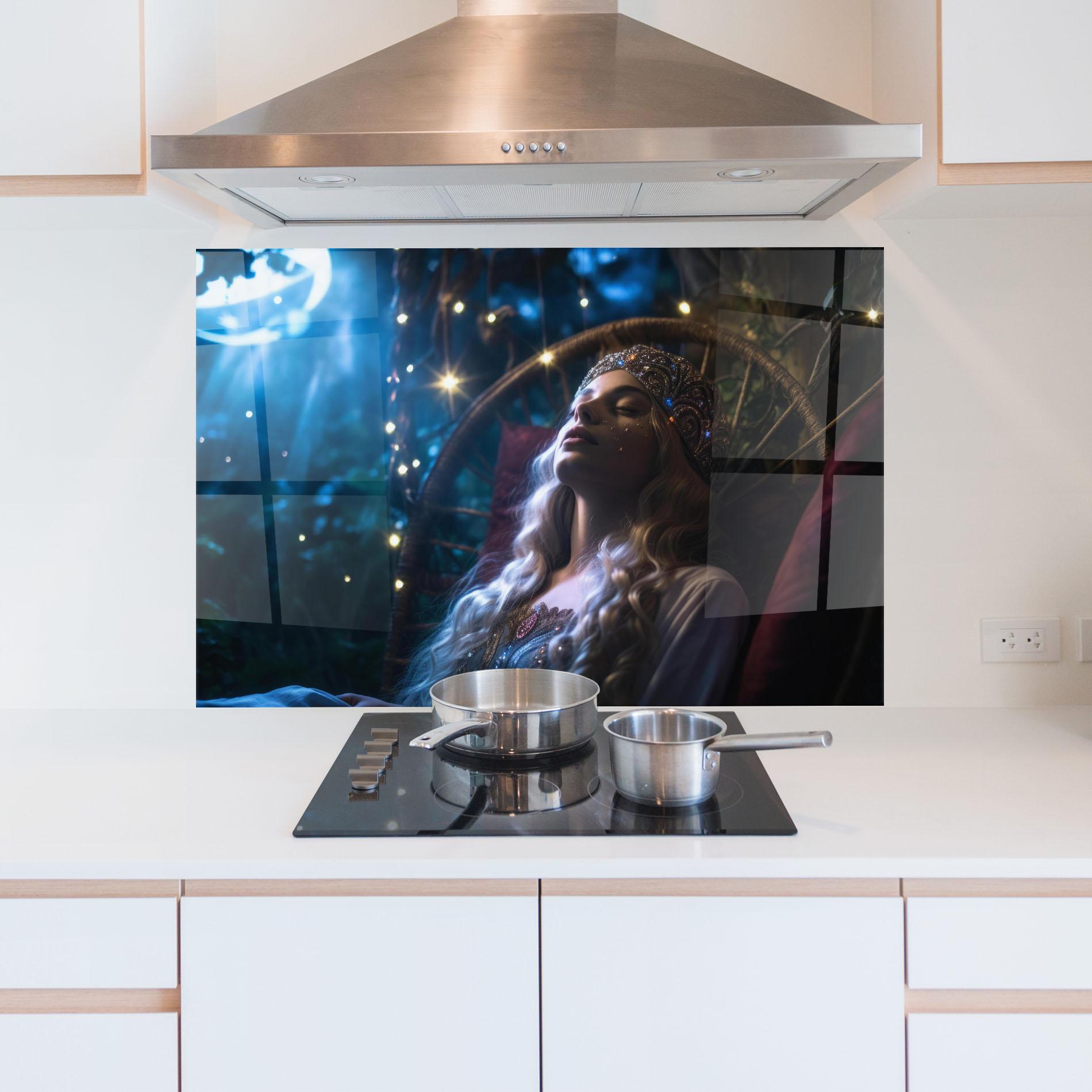 Küchenrückwand Glas Witch Sleeping mockup 5