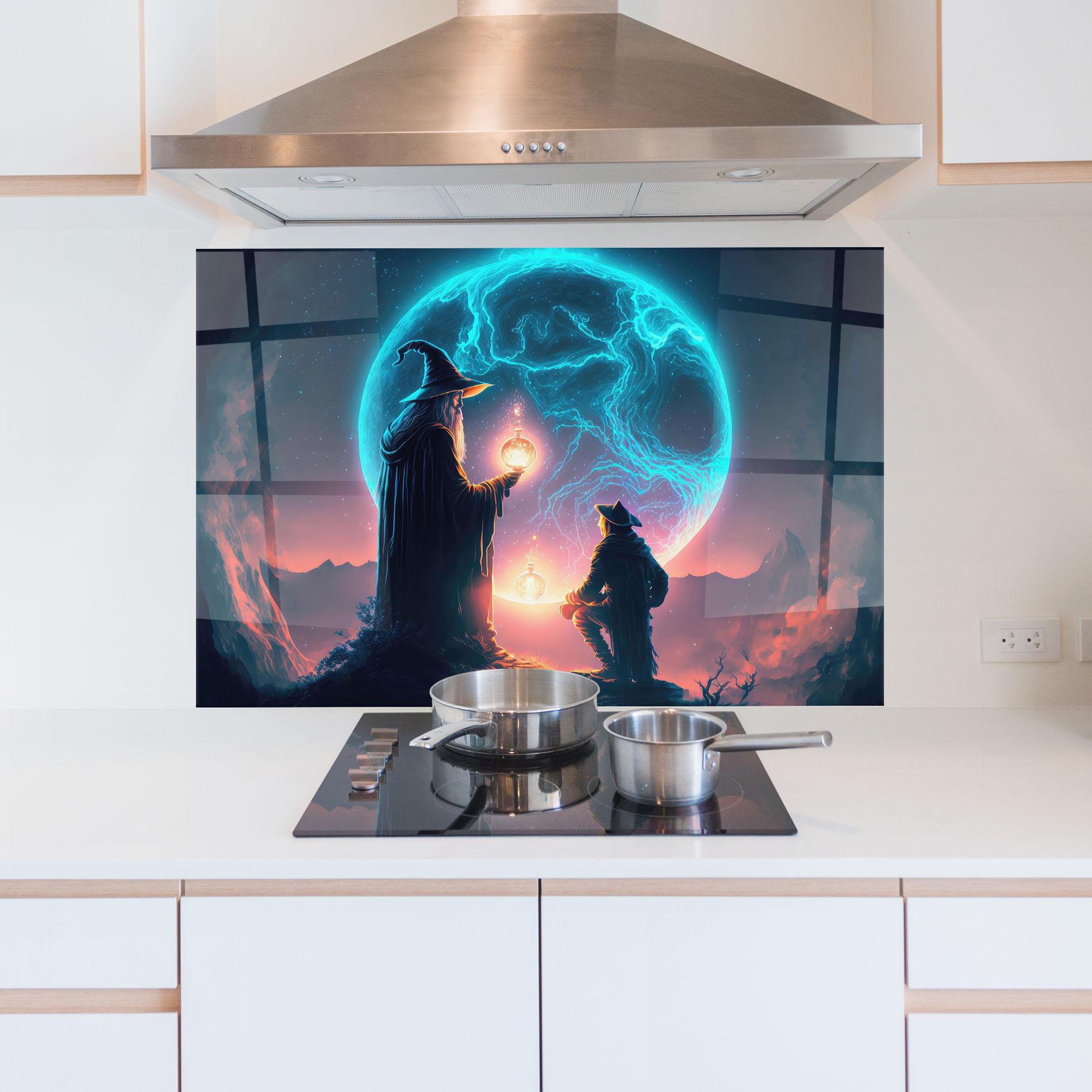 Küchenrückwand Glas Wizard Magic mockup 5